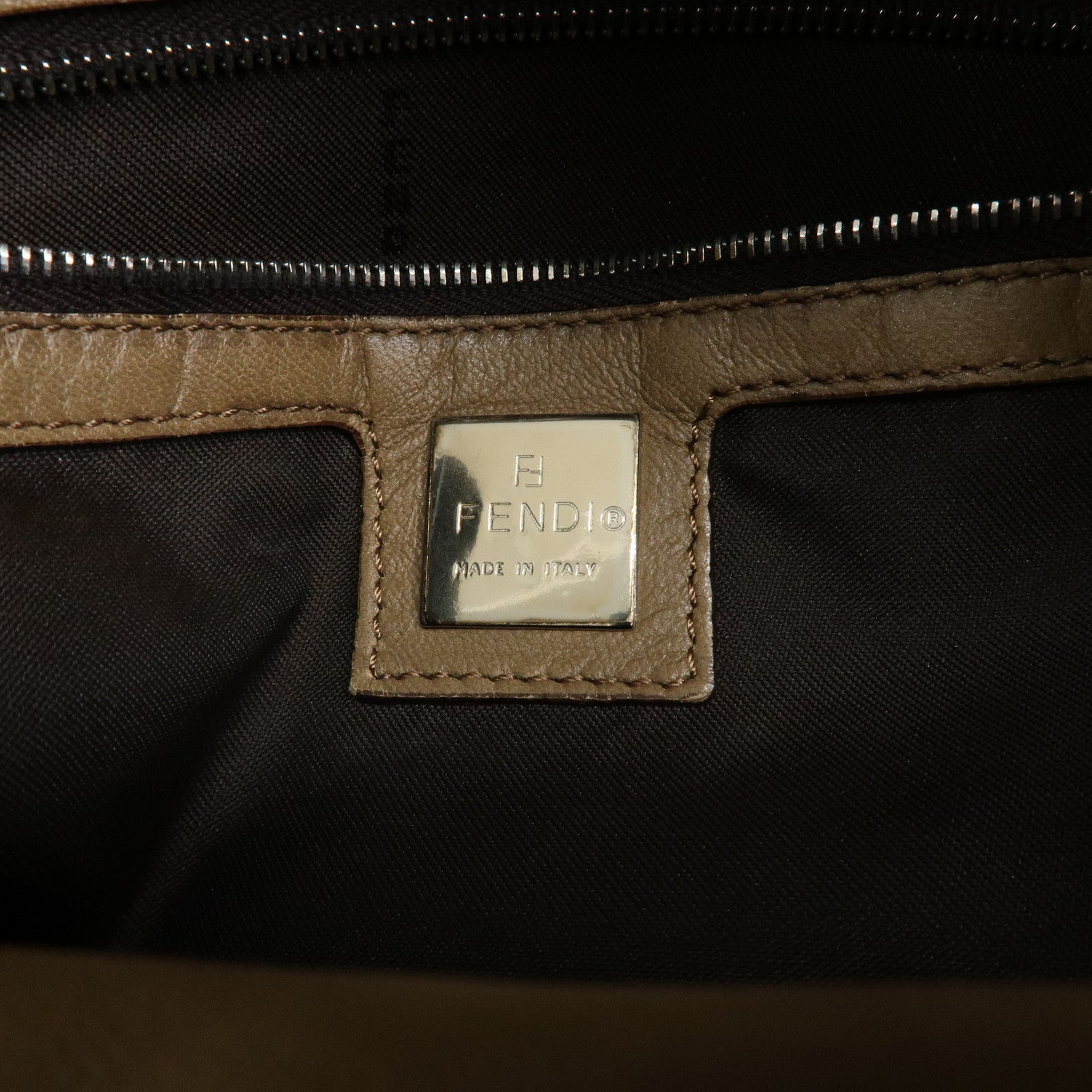 FENDI Mamma Baguette Leather Shoulder Bag Hand Bag Beige Used
