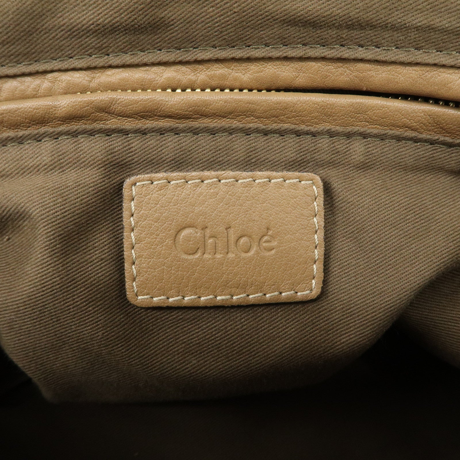 Chloe Marcie Leather Tote Bag Hand Bag Shoulder Bag Beige Used