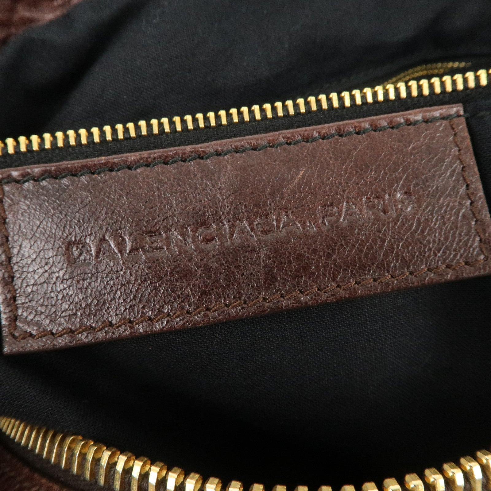 BALENCIAGA Leather Shoulder Bag Brown 497717 Used