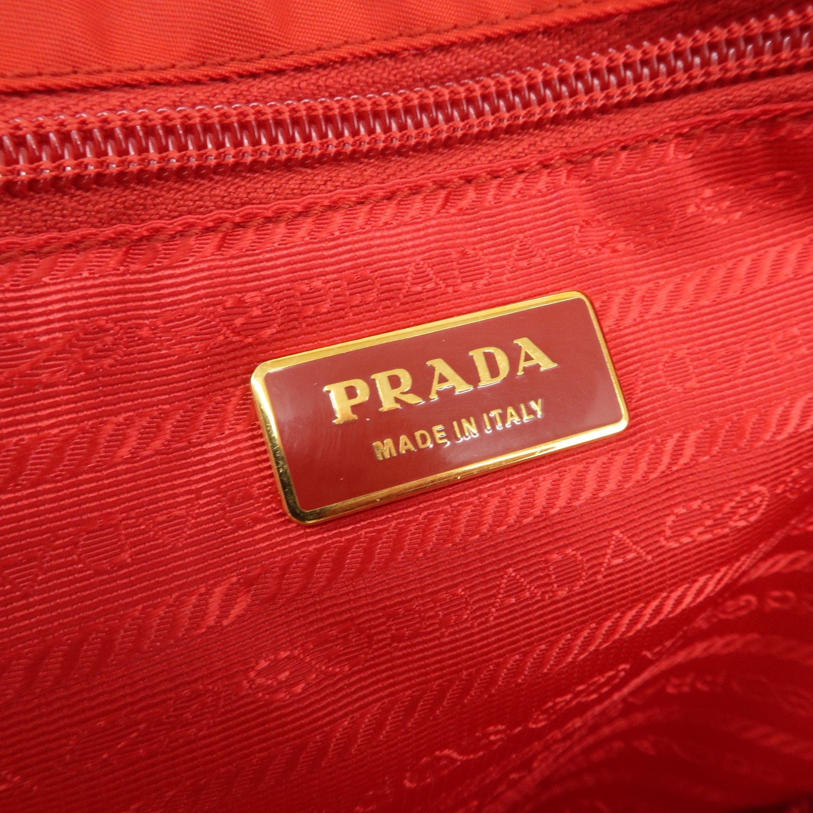 AuthenticPRADA Nylon Leaather Panda Tote Bag Shoudler Bag Red BR4249 Used
