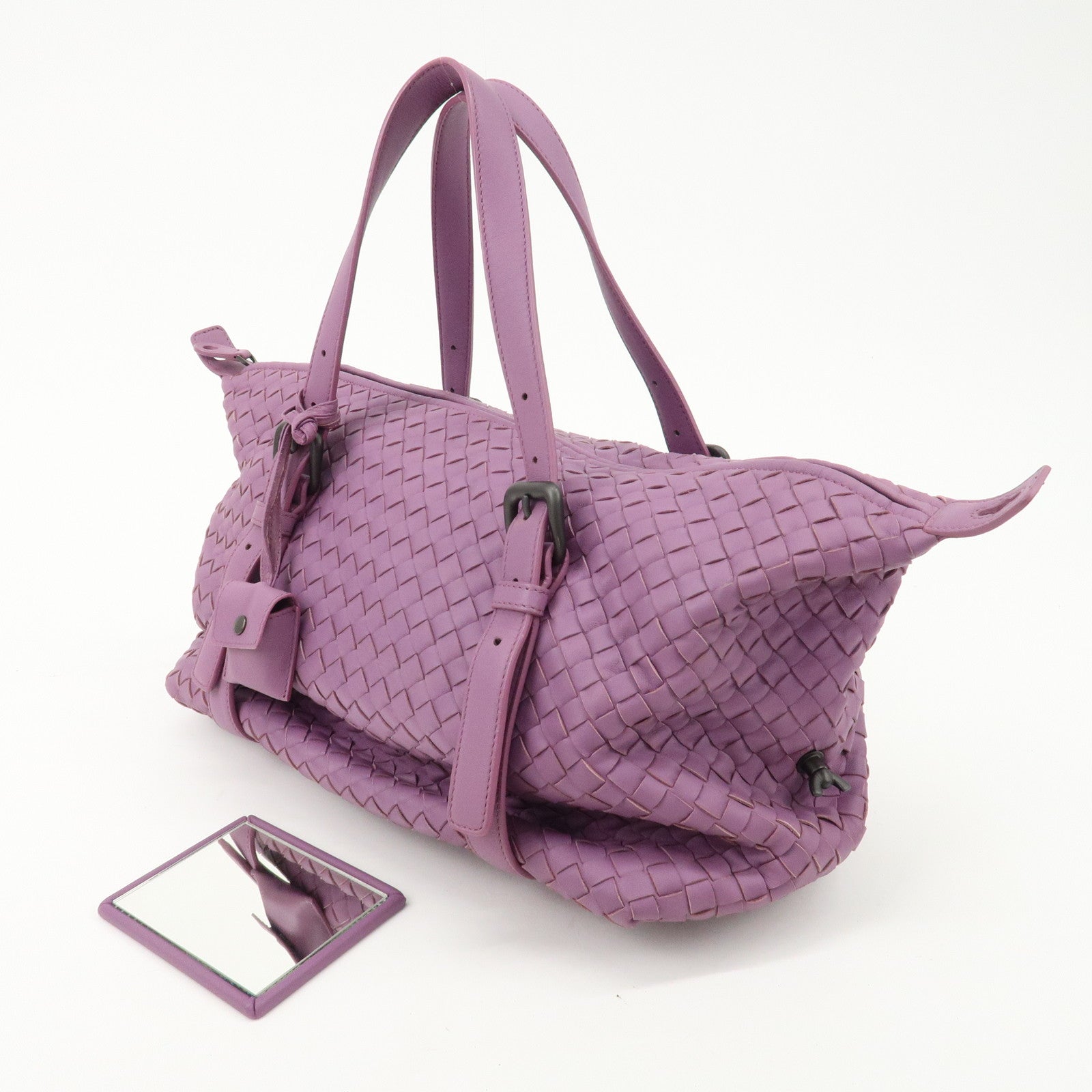 BOTTEGA VENETA Intrecciato Leather Hand Bag Shoulder Bag Purple Used