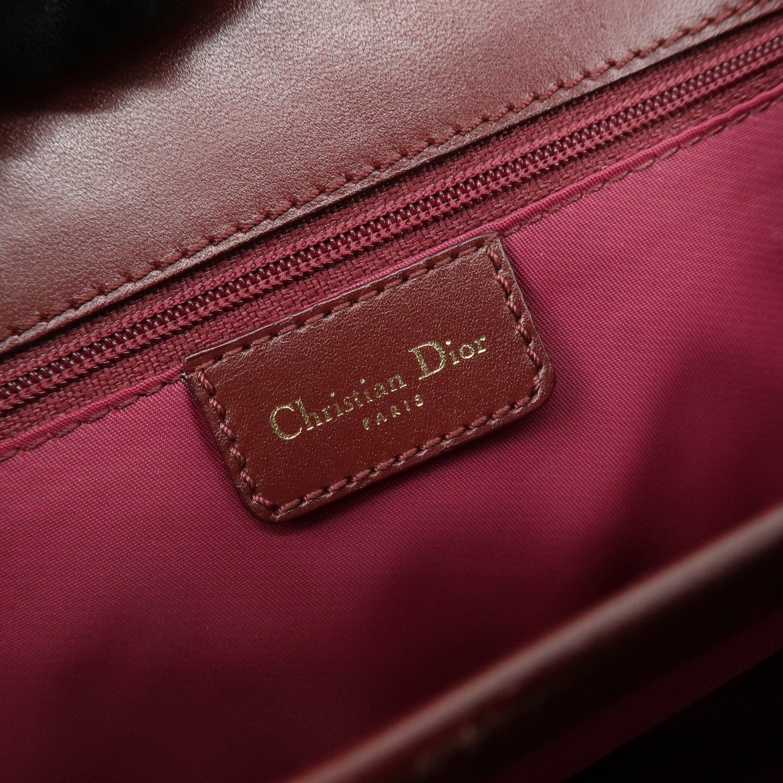 Christian Dior Trotter Canvas Leather Tote Bag Hand Bag Bordeaux Used