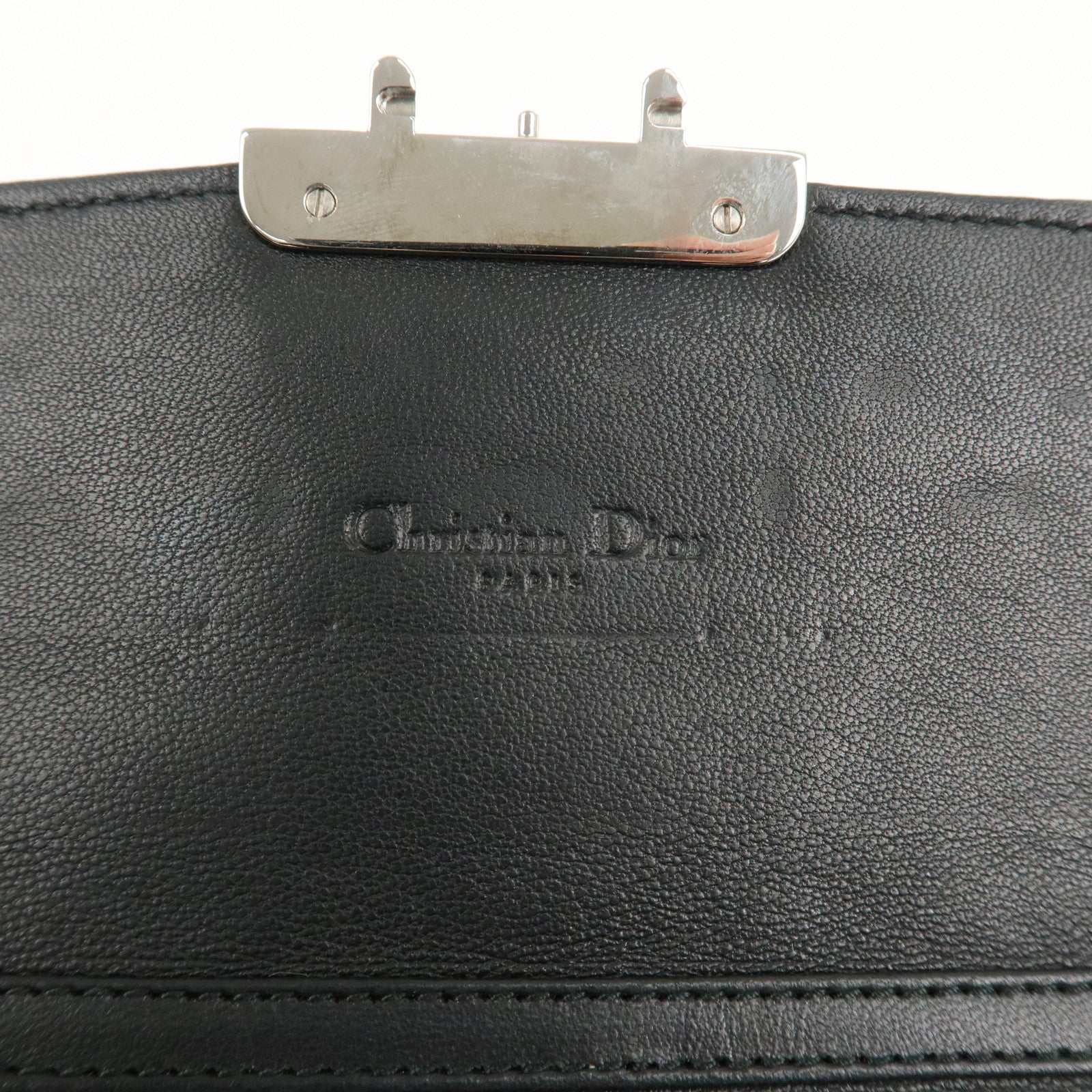 Christian Dior New Lock Cannage Patent Leather Chain Long Wallet Used