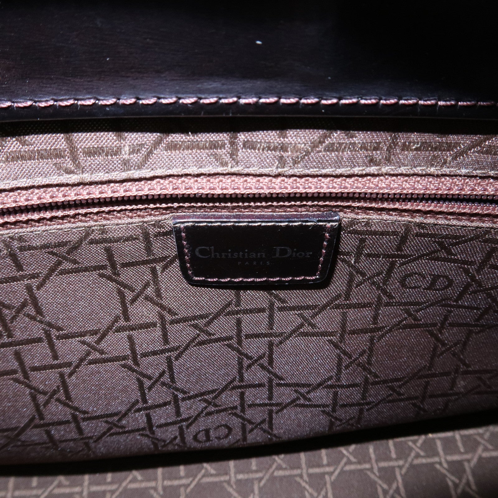 Christian Dior Maris Pearl Leather 2way Bag Hand Bag Dark Brown Used