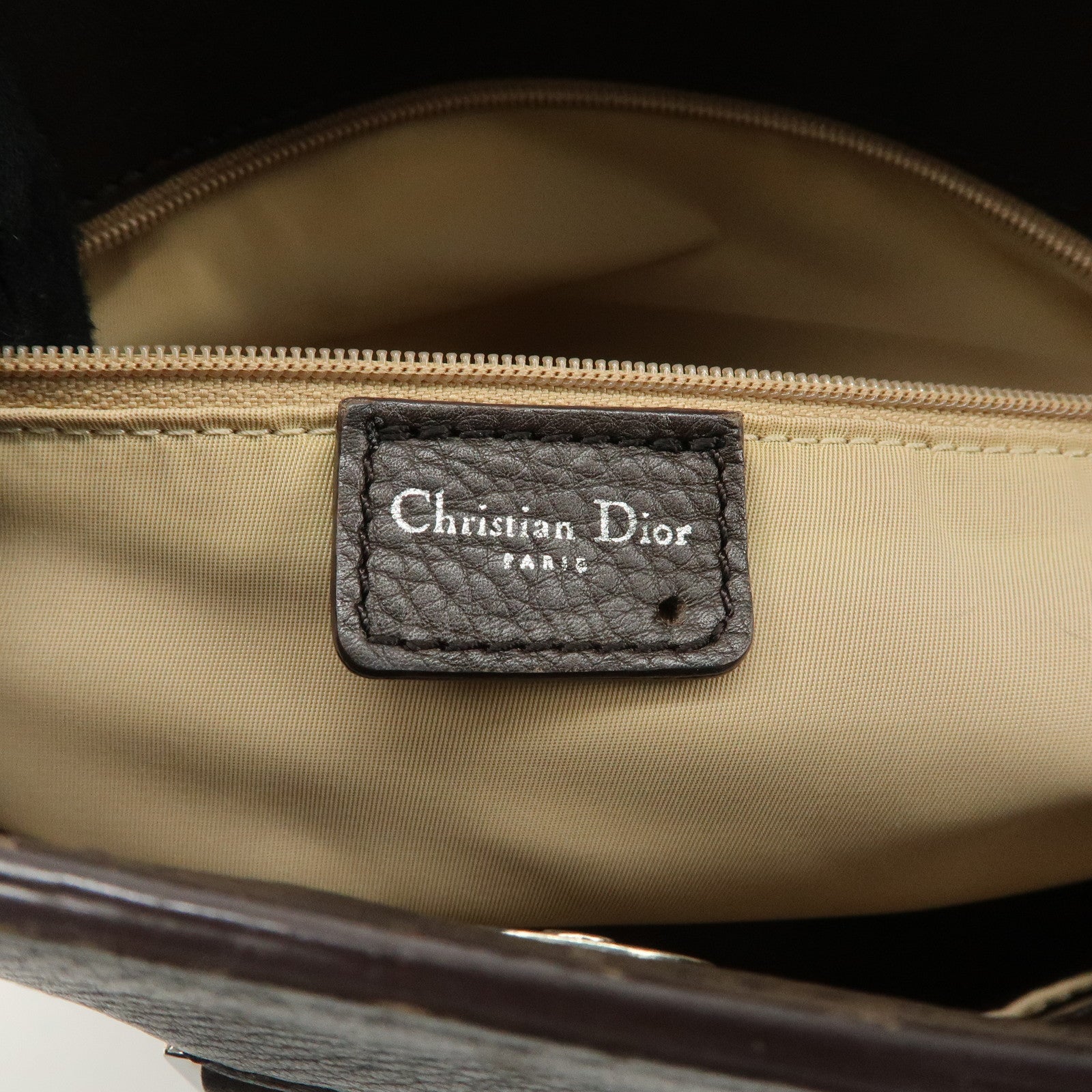 Christian Dior Trotter Canvas Leather Tote Bag Beige Brown Used