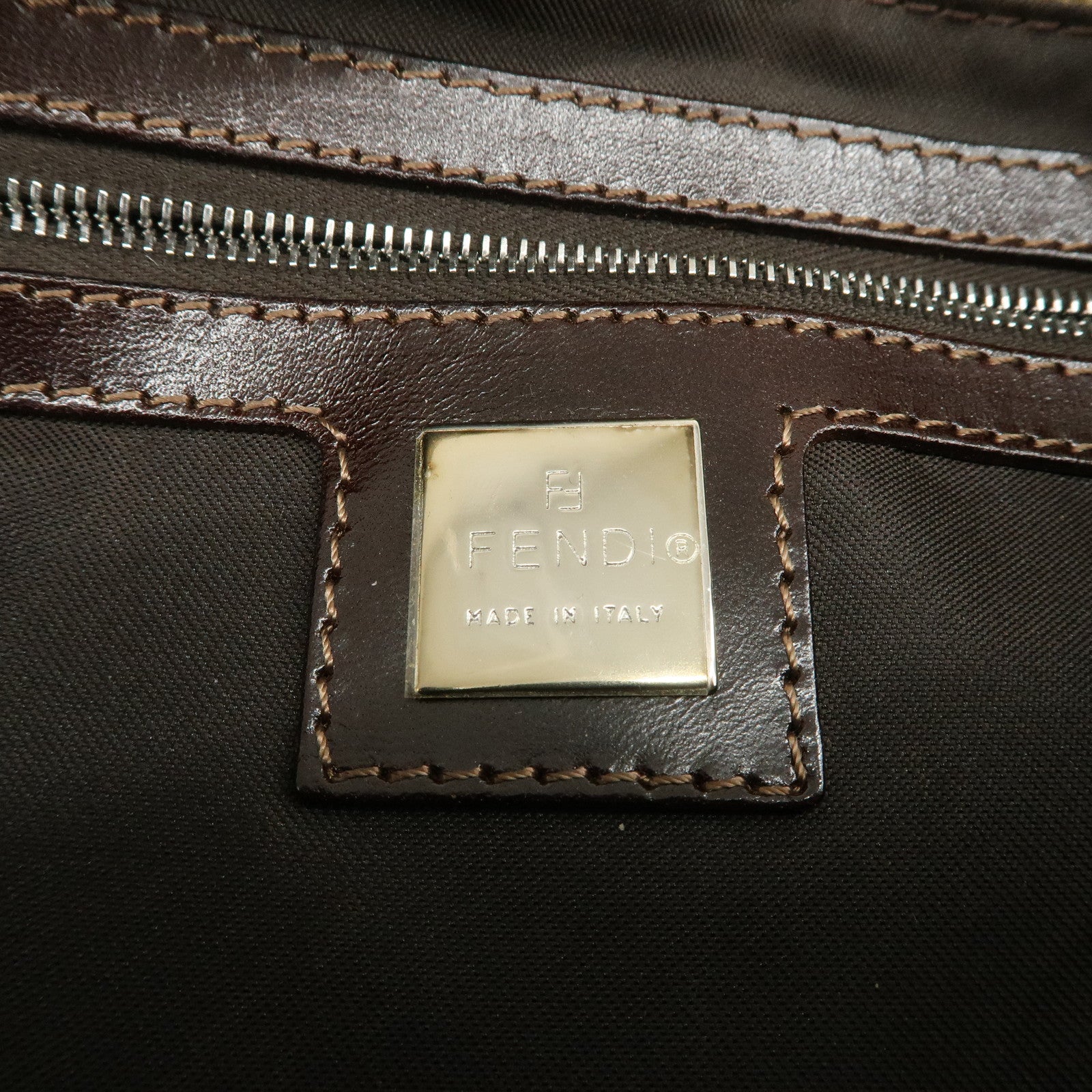 FENDI Mamma Baguette Corduroy Shoulder Bag Khaki 26325 Used