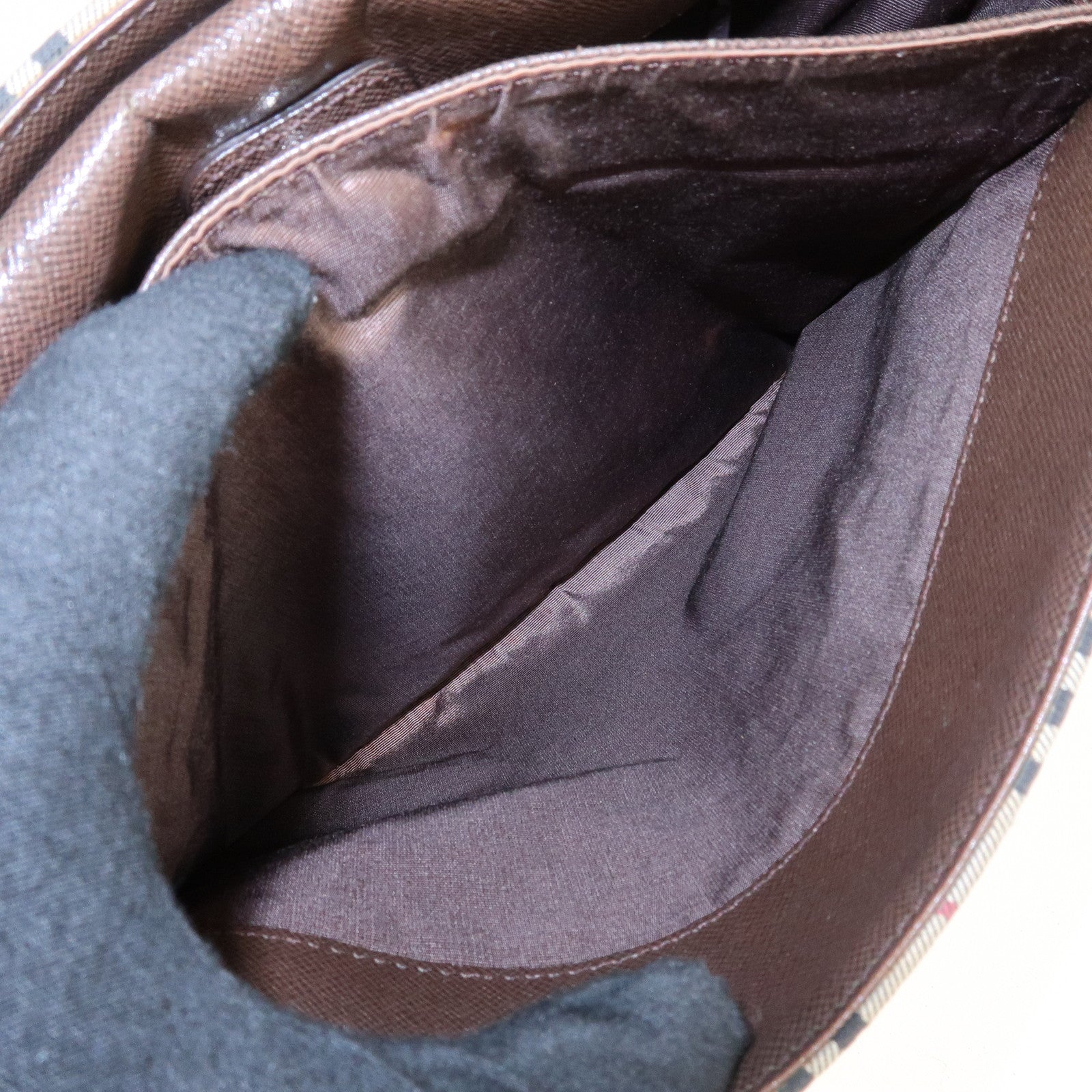 BURBERRY Canvas Leather Nova Plaid Semi Shoulder Bag Used