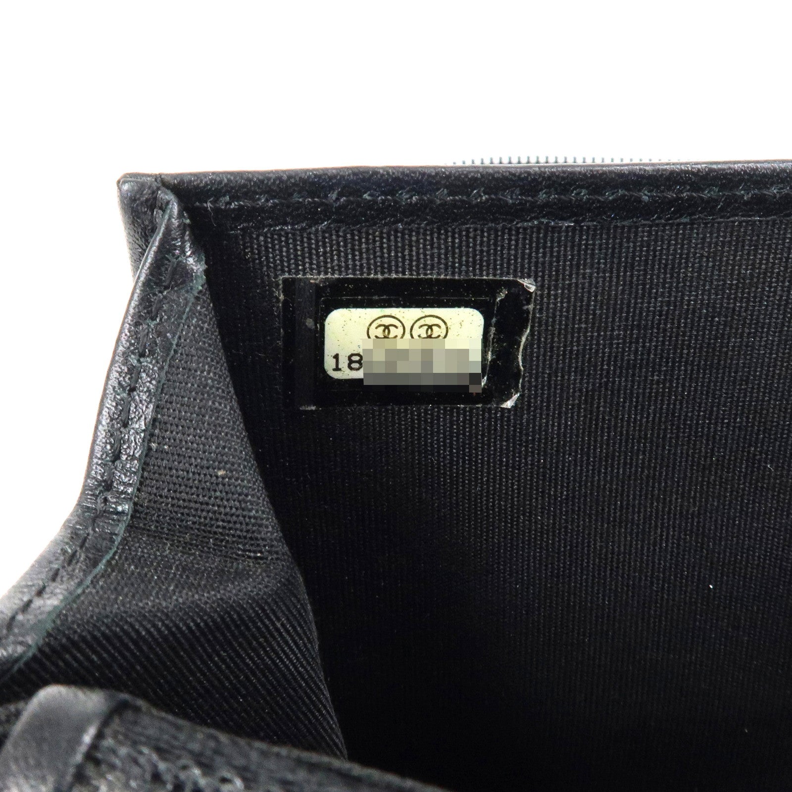CHANEL COCO Mark Caviar Skin Zippy Long Wallet Black A50071 Used
