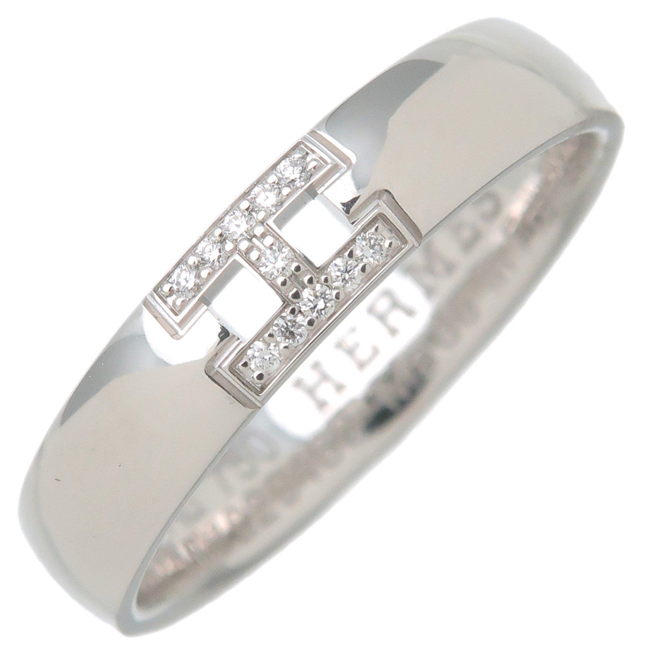 HERMES-Ever-Hercules-11P-Diamond-Ring-K18WG-White-Gold-#48-US4.5-5