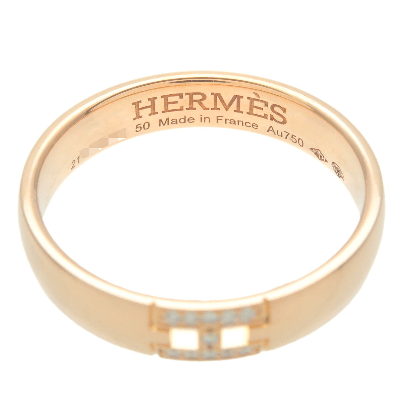 HERMES Ever Hercules 11P Diamond Ring K18PG Rose Gold #50 US5-5.5