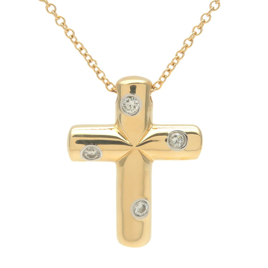 Tiffany&Co.-Dots-Cross-Necklace-4P-Diamond-K18-750YG-PT950