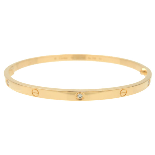Cartier-Love-Bracelet-Bangle-Half-Diamond-K18-750YG-Yellow-Gold