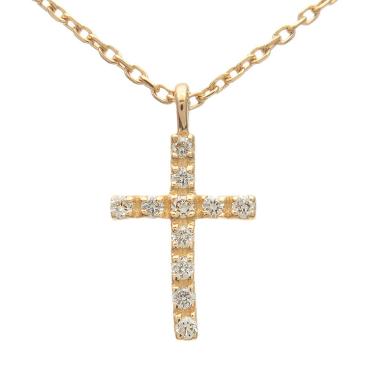 ete-11P-Diamond-Cross-Necklace-K18YG-750YG-Yellow-Gold