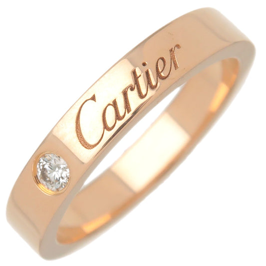 Cartier-Engraved-1P-Diamond-Ring-K18-750PG-#46-US3.5-4