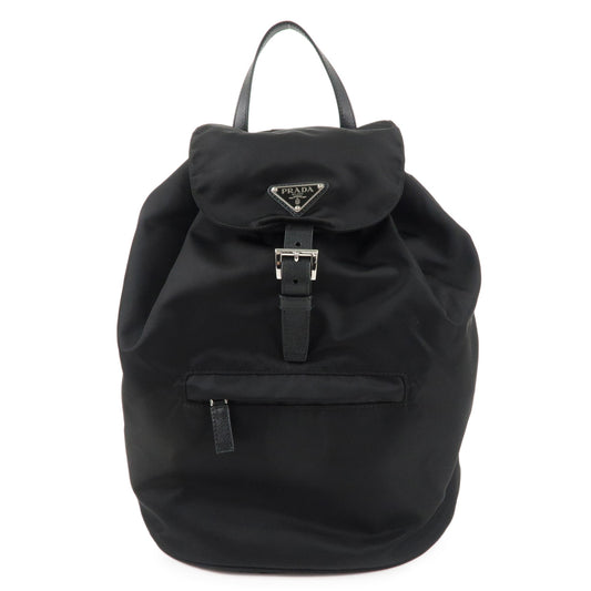 PRADA-Nylon-Leather-Backpack-Black-1BZ032