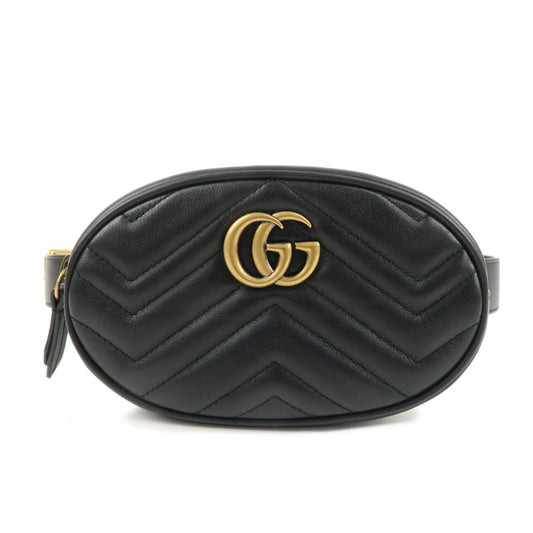 GUCCI-GG-Marmont-Leather-Waist-Bag-Crosbody-Bag-Black-476434