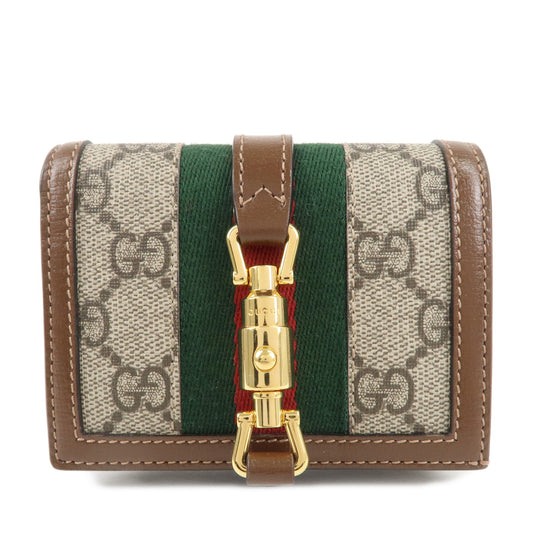 GUCCI-NewJackie-Sherry-GGSupreme-Leather-Wallet-Beige-Brown-645536