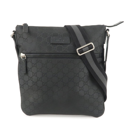 GUCCI-Sherry-GG-Nylon-Leather-Crossbody-Shoulder-Bag-Black-509639