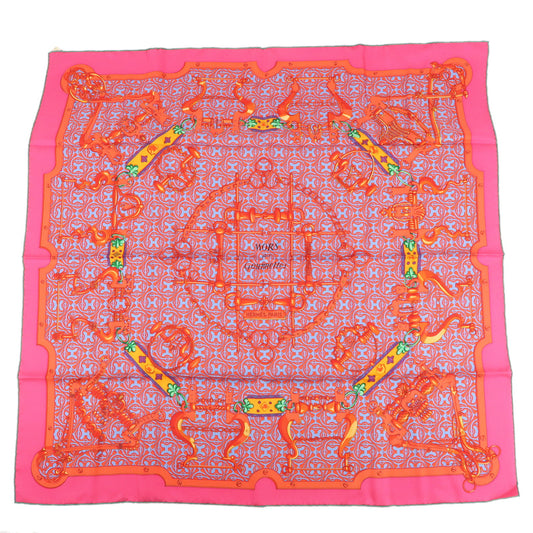 HERMES-Silk-100%-Carre-90-MORS-et-GOURMETTES-Scarf-Red-Pink-Blue