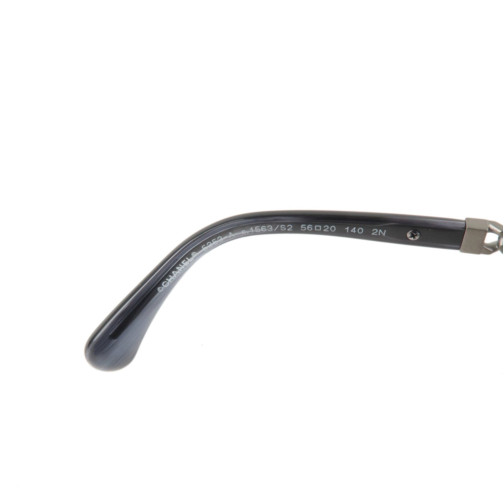 CHANEL Plastic Metal Chain Motif Sunglasses 56笆。20 140 Black 5353-A Used
