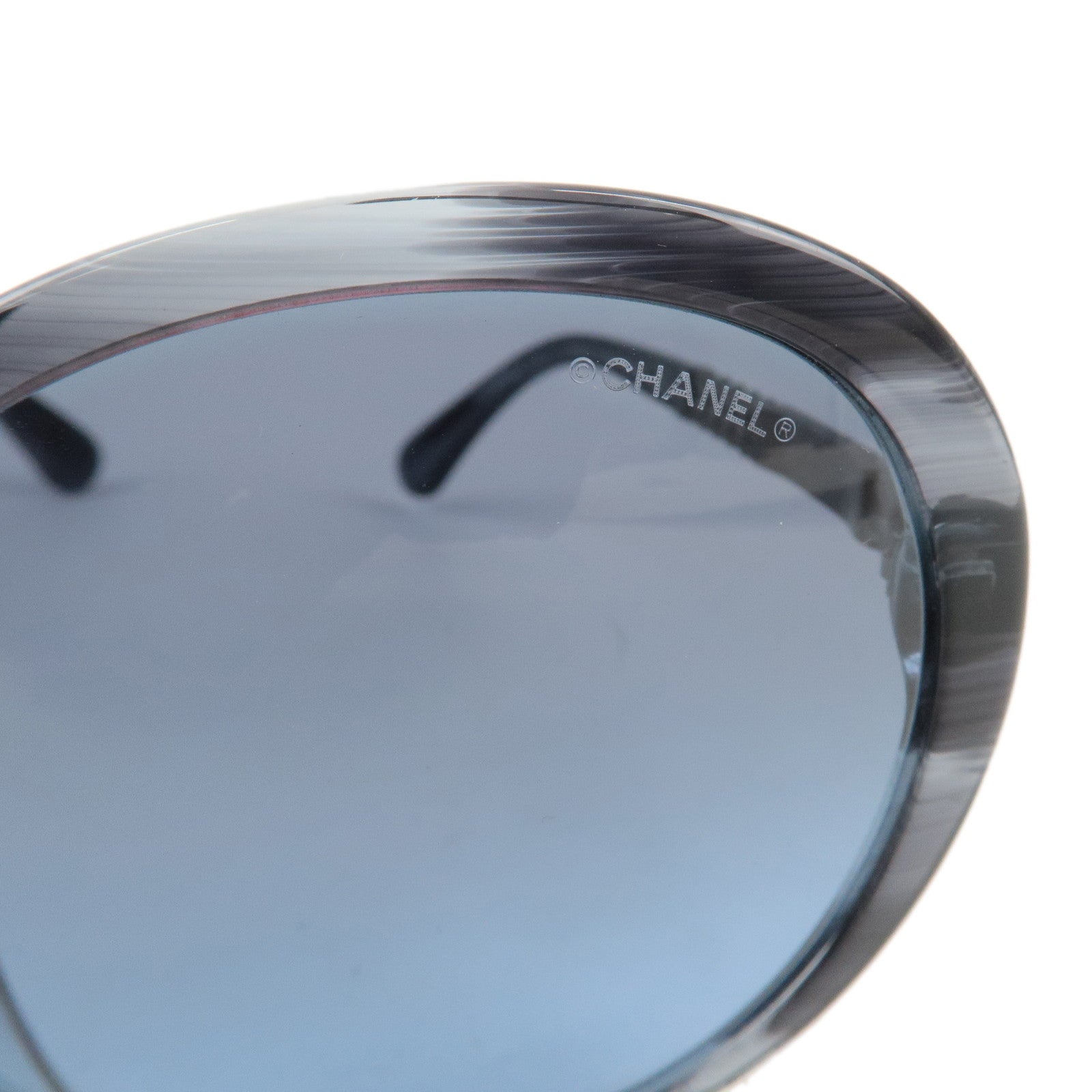 CHANEL Plastic Metal Chain Motif Sunglasses 56笆。20 140 Black 5353-A Used