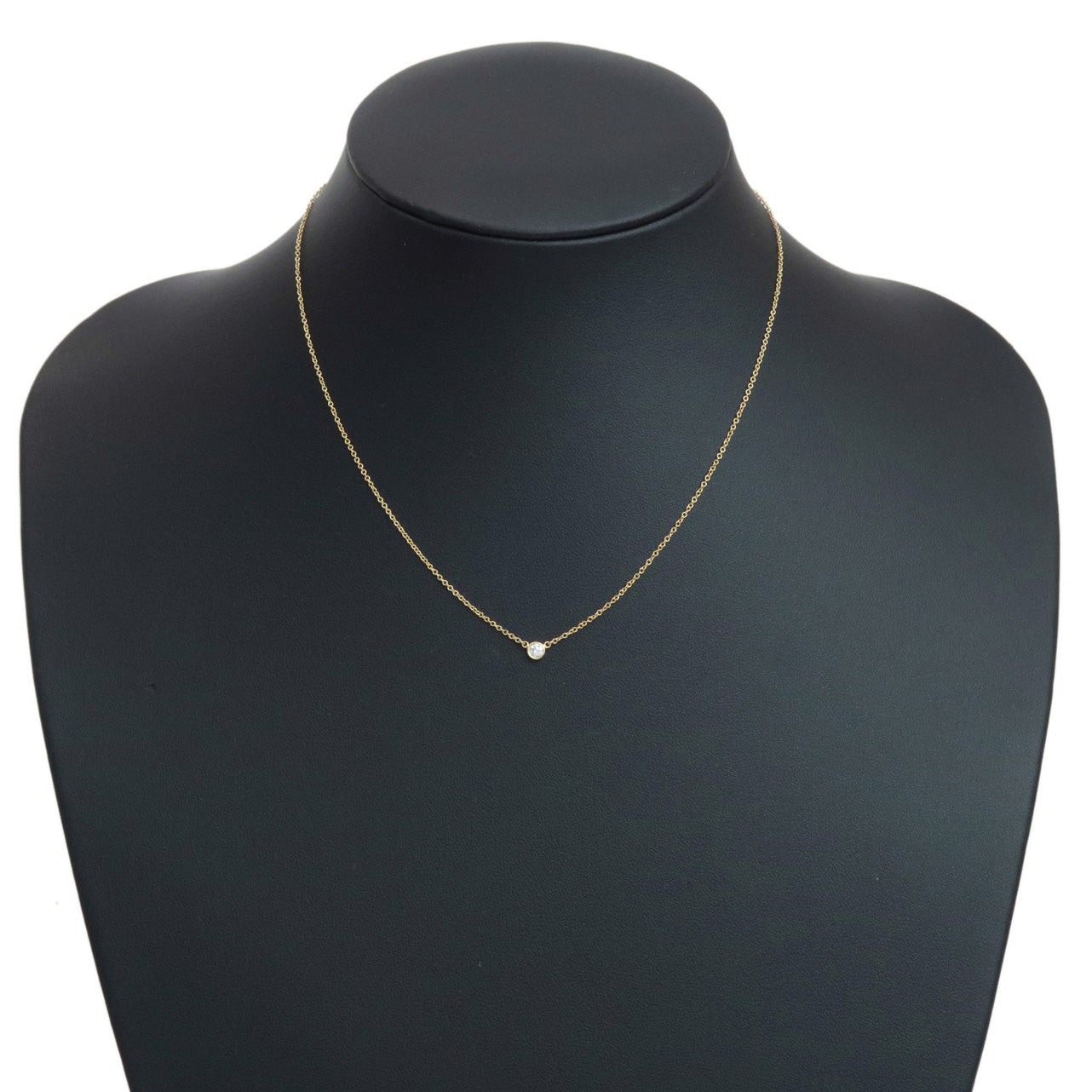 TIffany&Co. By the Yard 1P Diamond Necklace 0.08ct K18PG 750YG Used