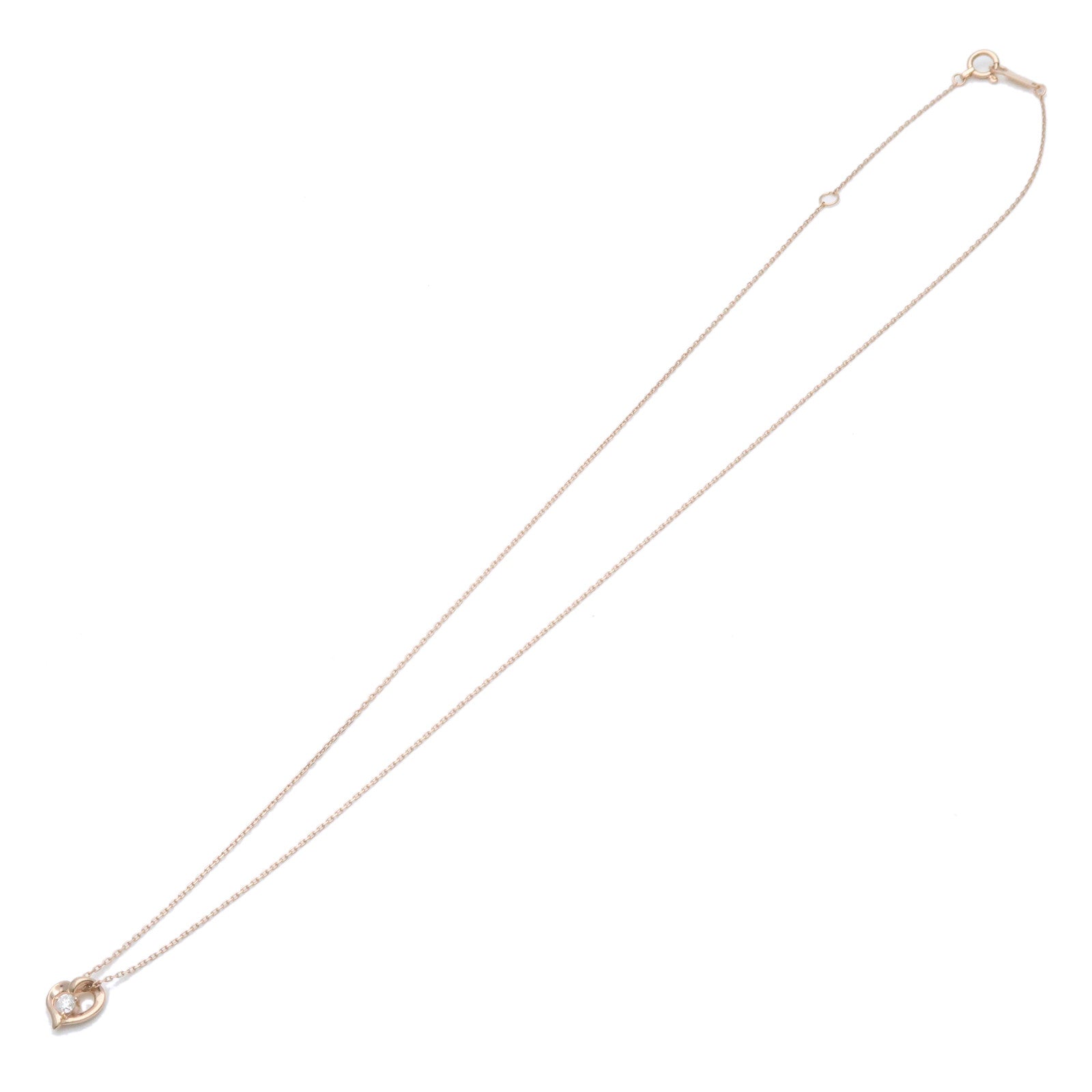 4C 1P Diamond Heart Necklace K18PG 750PG Rose Gold Used