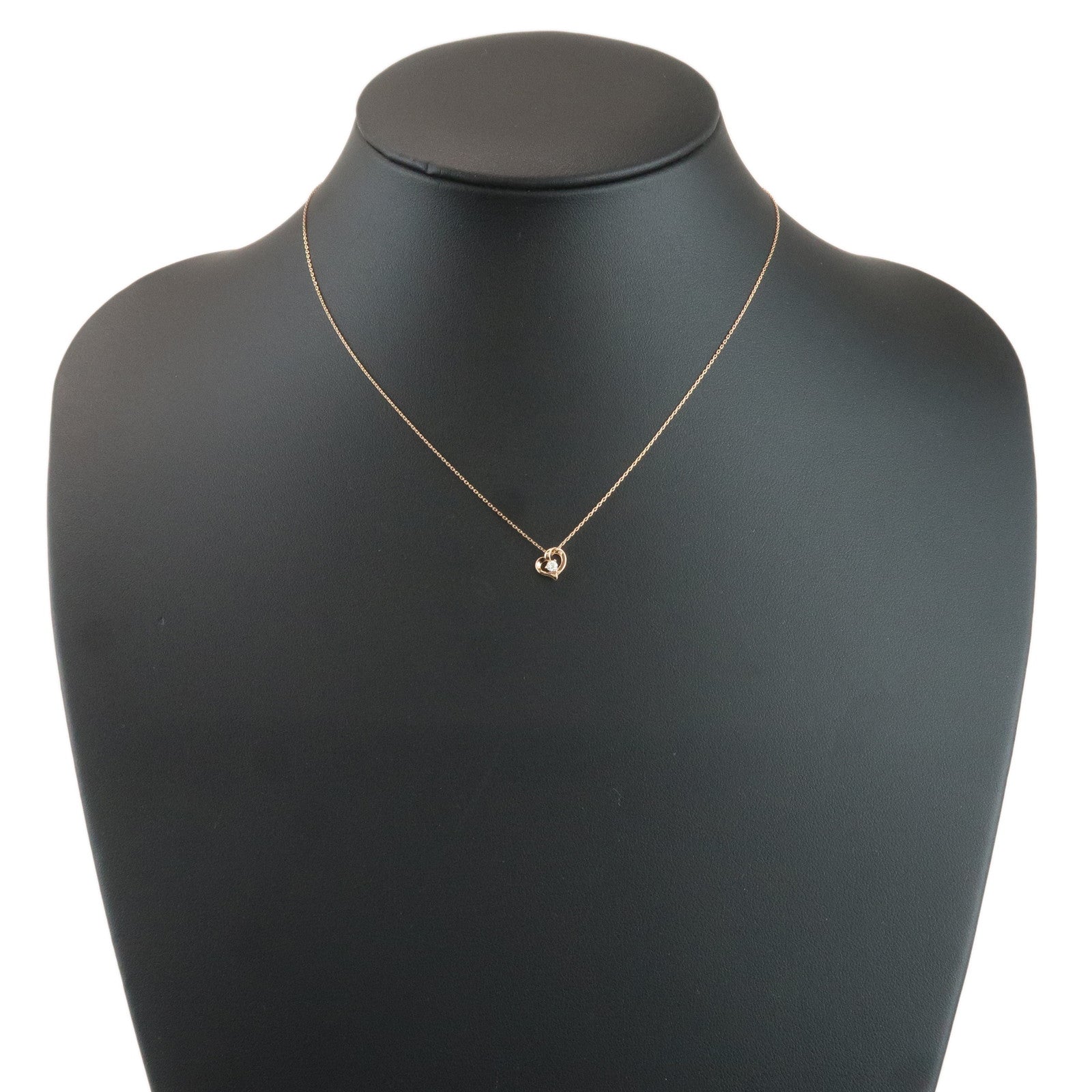 4C 1P Diamond Heart Necklace K18PG 750PG Rose Gold Used