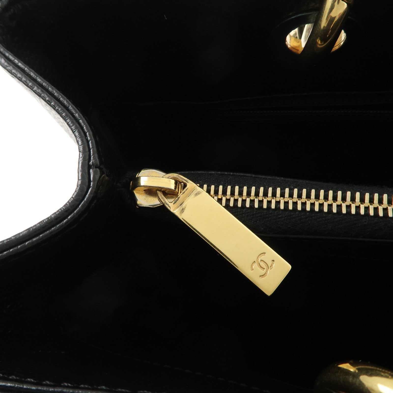 CHANEL Caviar Skin GST Chain Tote Bag Shoulder Bag Black A50995 Used