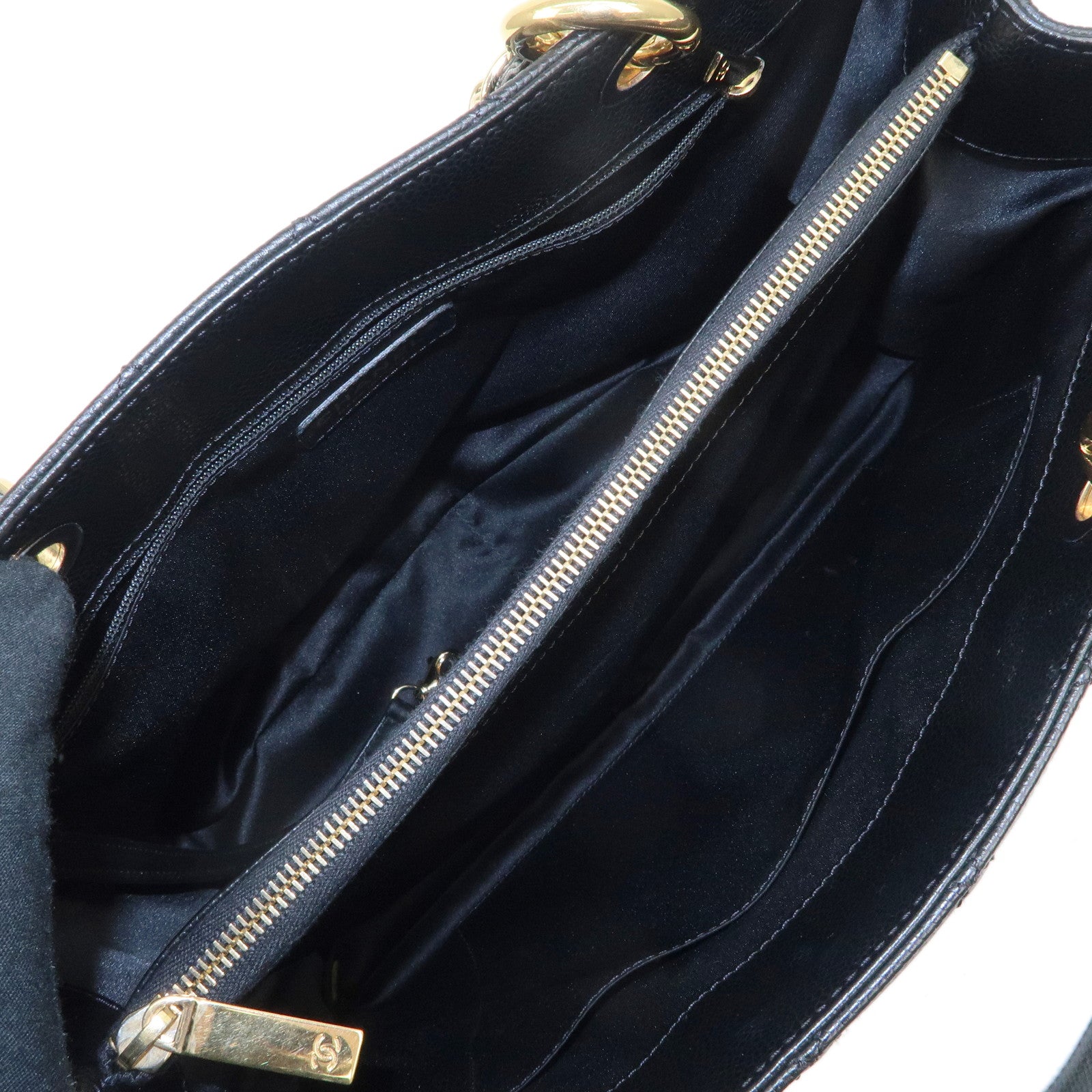 CHANEL Caviar Skin GST Chain Tote Bag Shoulder Bag Black A50995 Used