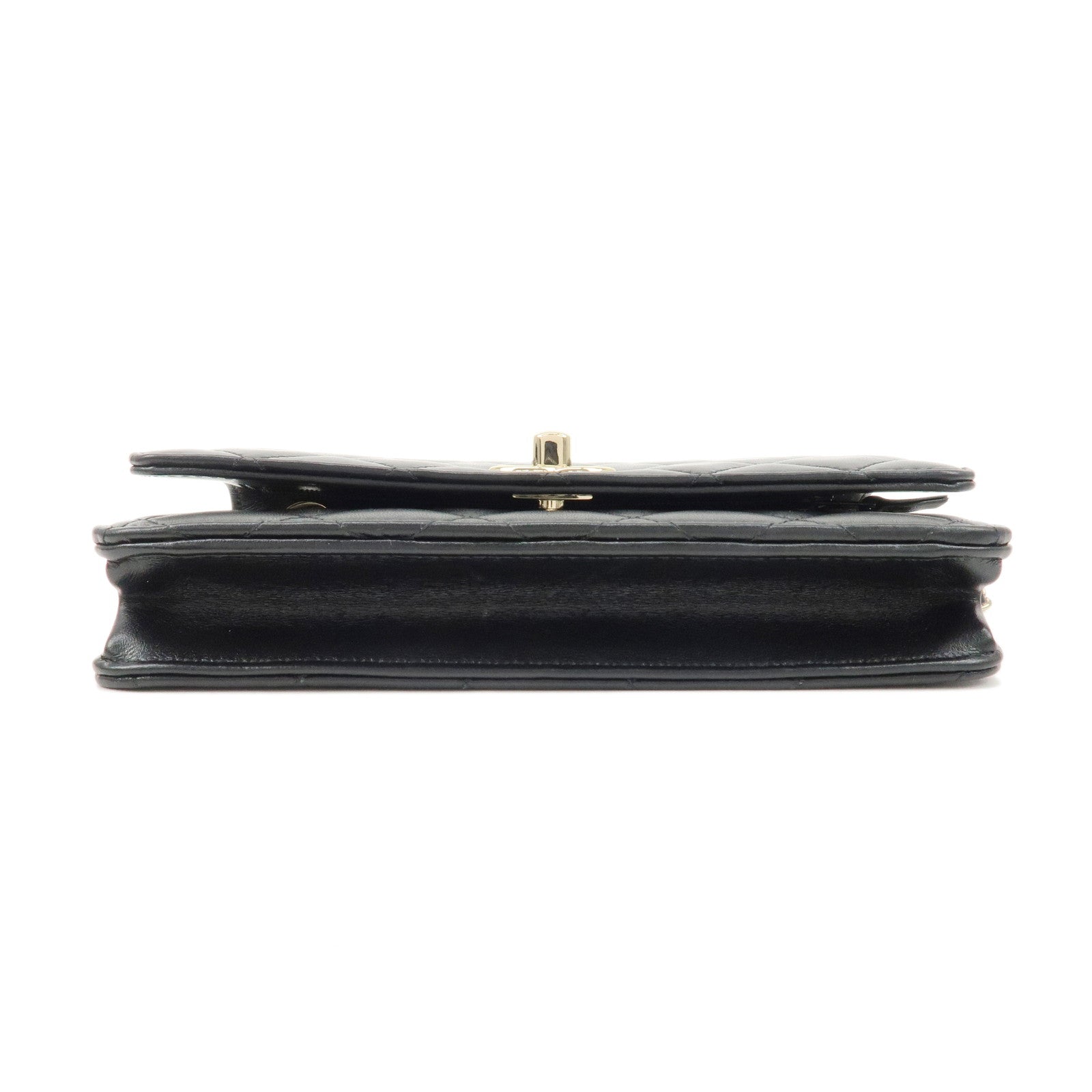 CHANEL Matelasse Lamb Skin Trendy CC Chain Shoulder Bag Black Gold Used