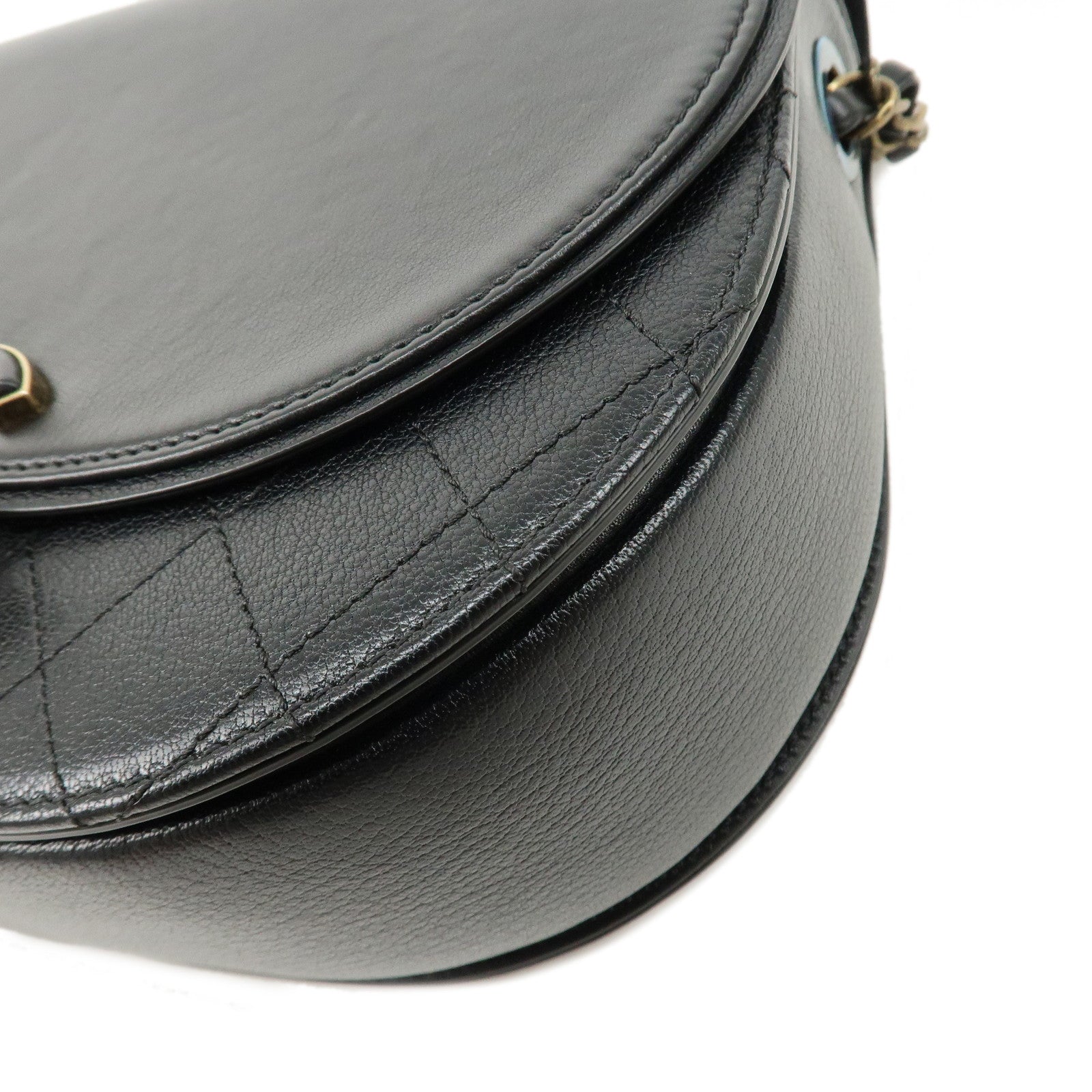 CHANEL Matelasse Lamb Skin 2 Way Bag Hand Bag Shoulder Bag Black Used