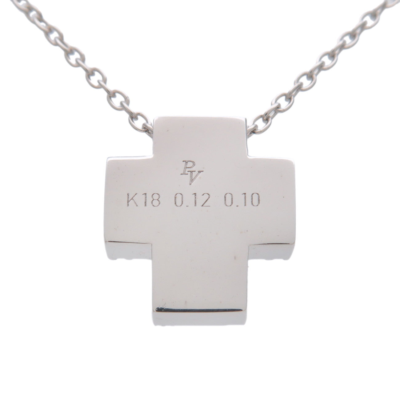 Ponte Vecchio Cross Diamond Necklace Black Diamond K18WG 750WG Used