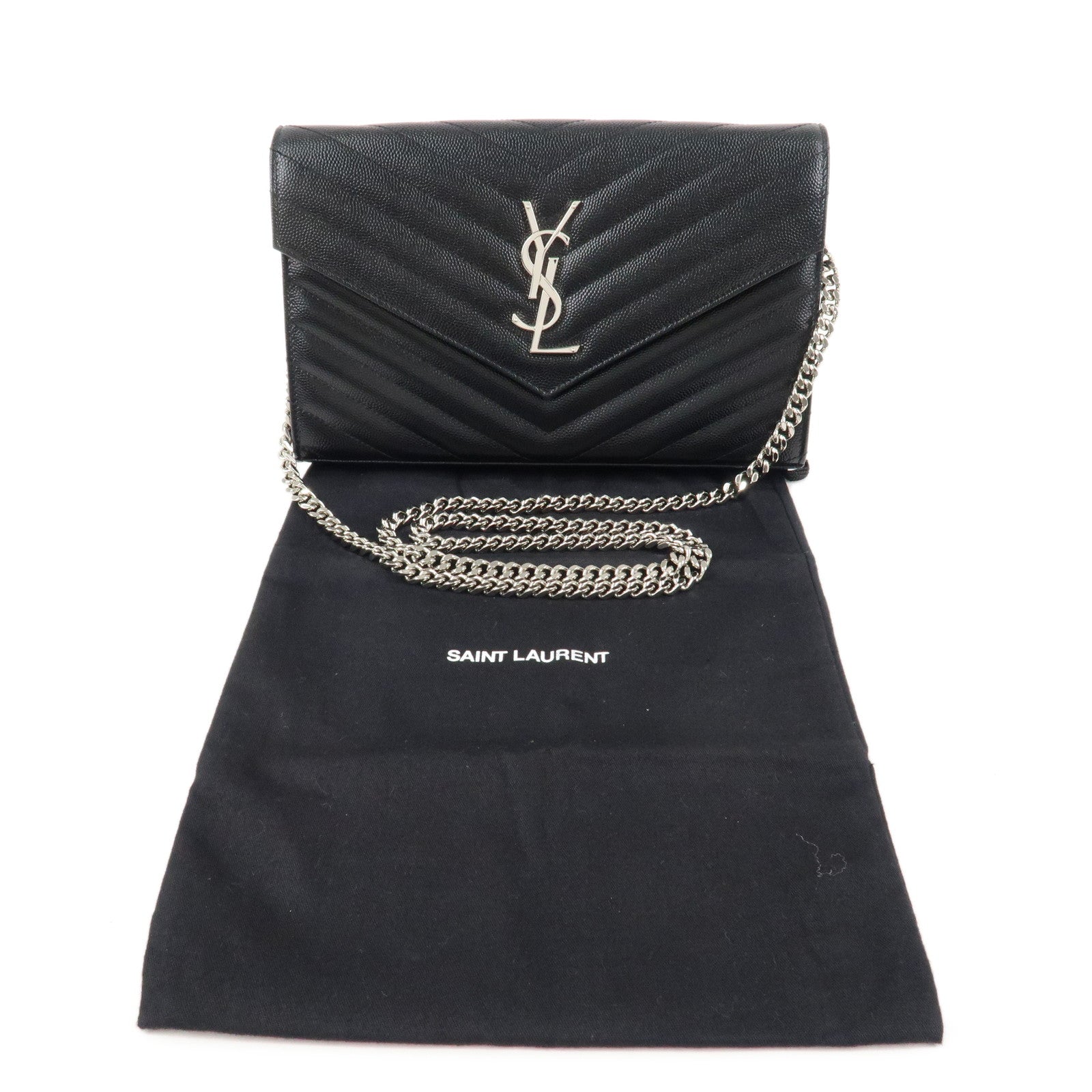 SAINT LAURENT PARIS Saint Laurent Paris Leather ChainWallet 377828 Used
