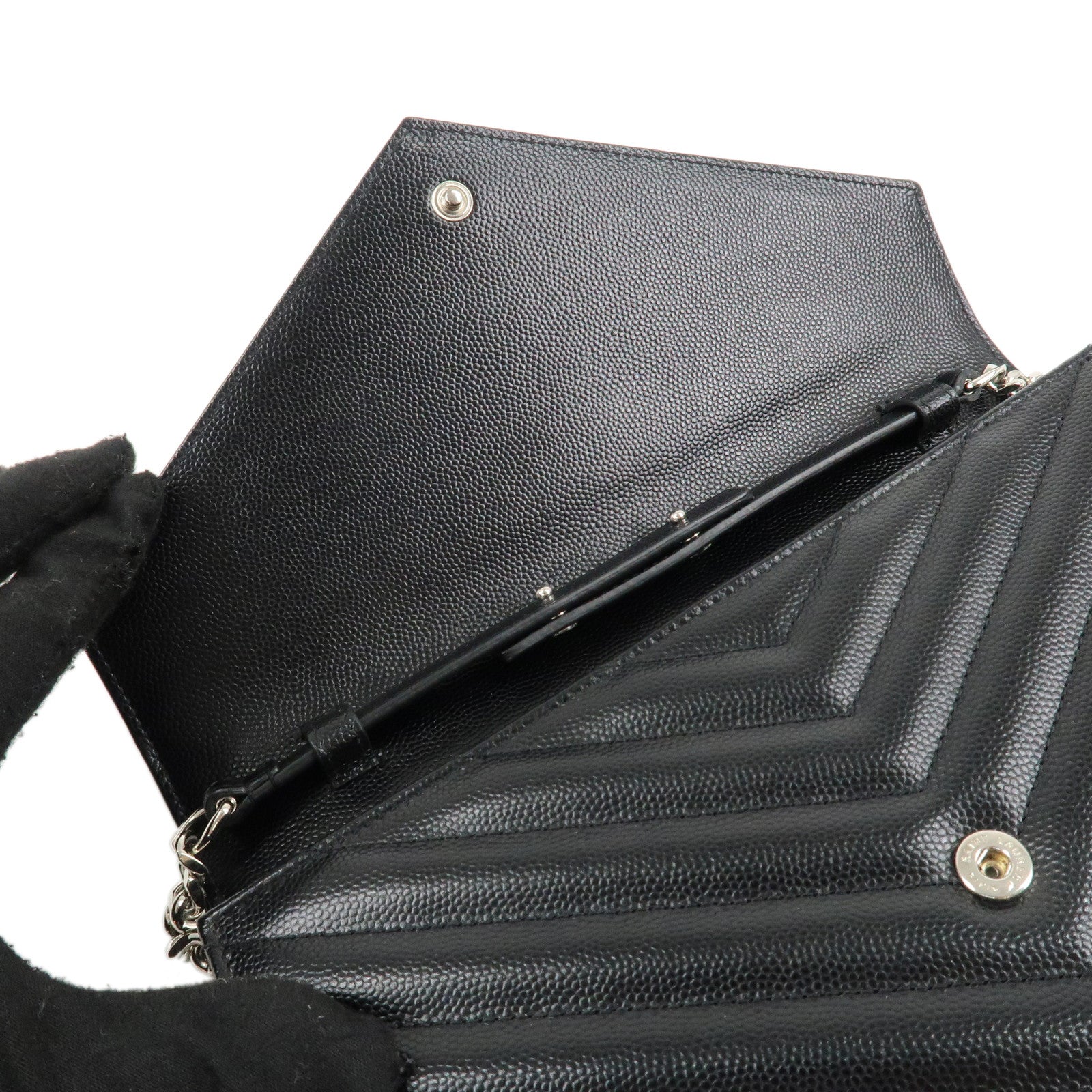 SAINT LAURENT PARIS Saint Laurent Paris Leather ChainWallet 377828 Used