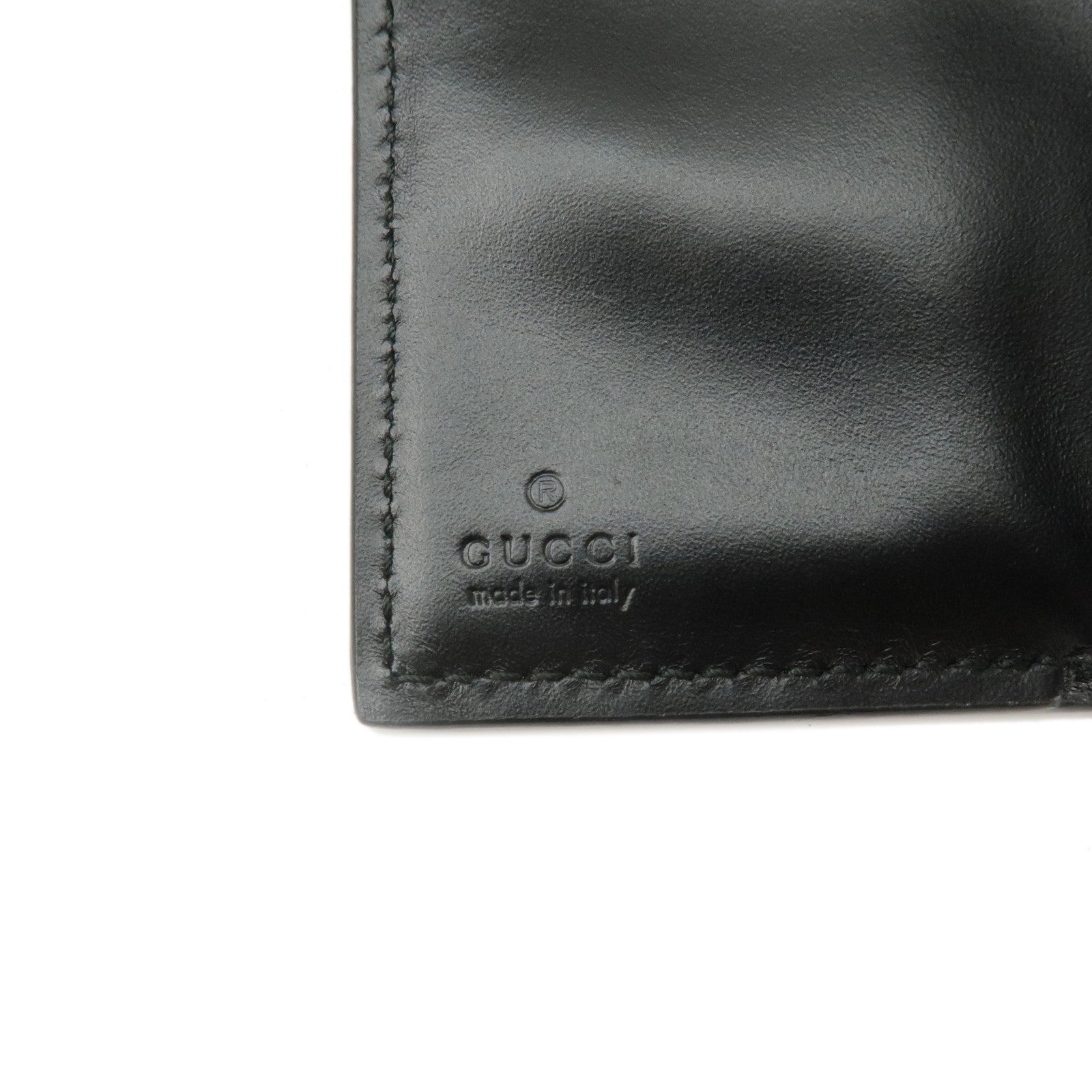 GUCCI Guccissima Leather Compact Wallet Black 547070 Black Used