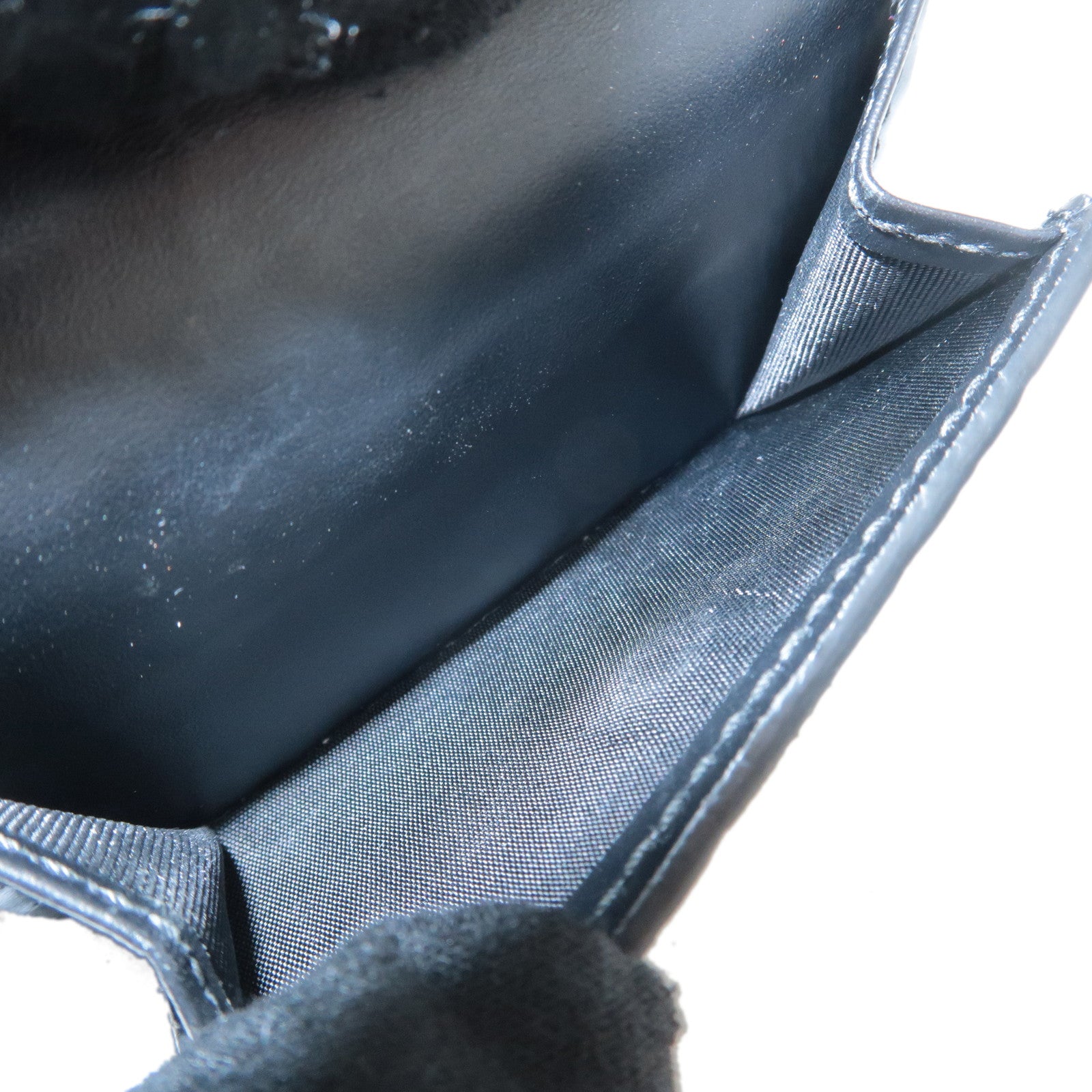 GUCCI Guccissima Leather Compact Wallet Black 547070 Black Used