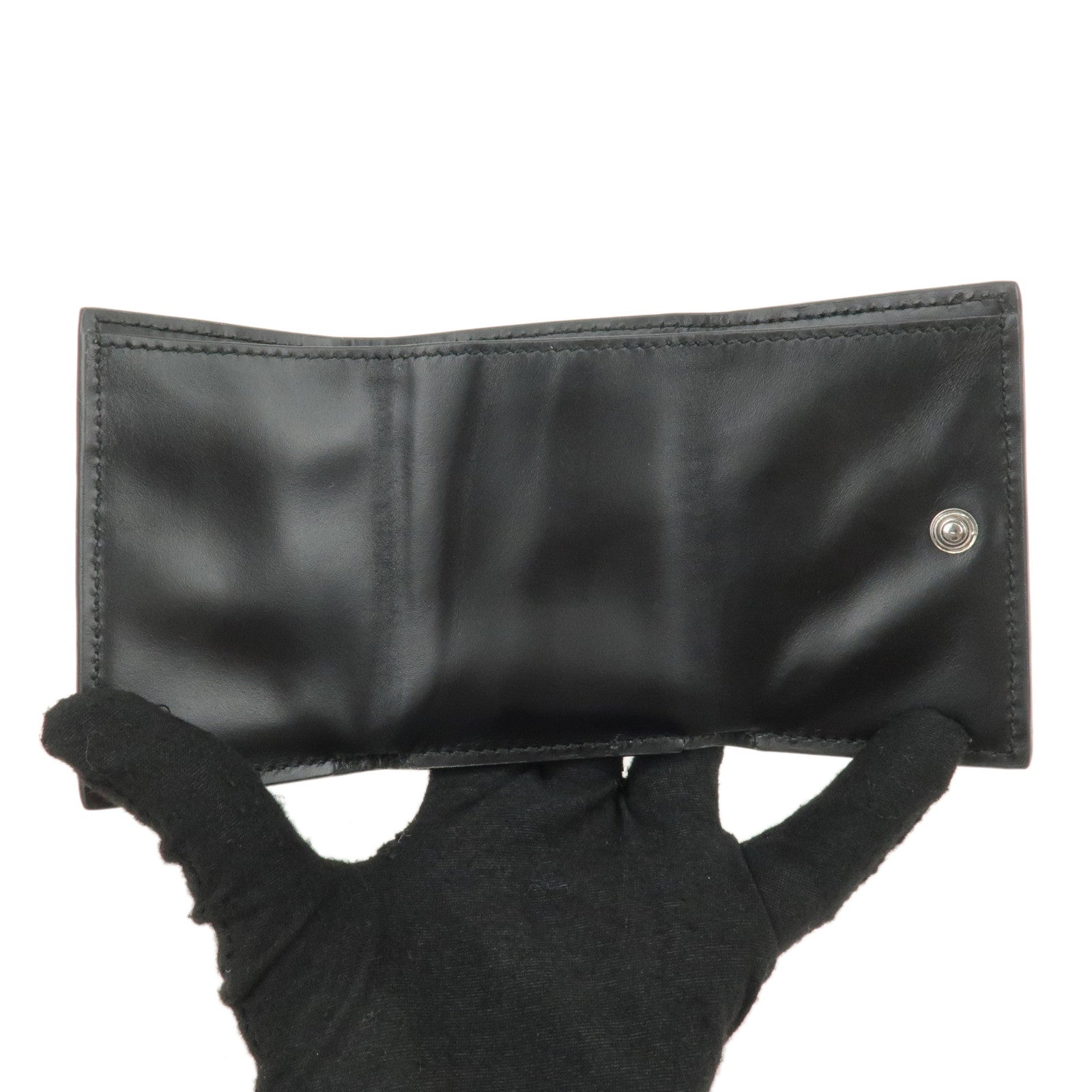 GUCCI Guccissima Leather Compact Wallet Black 547070 Black Used