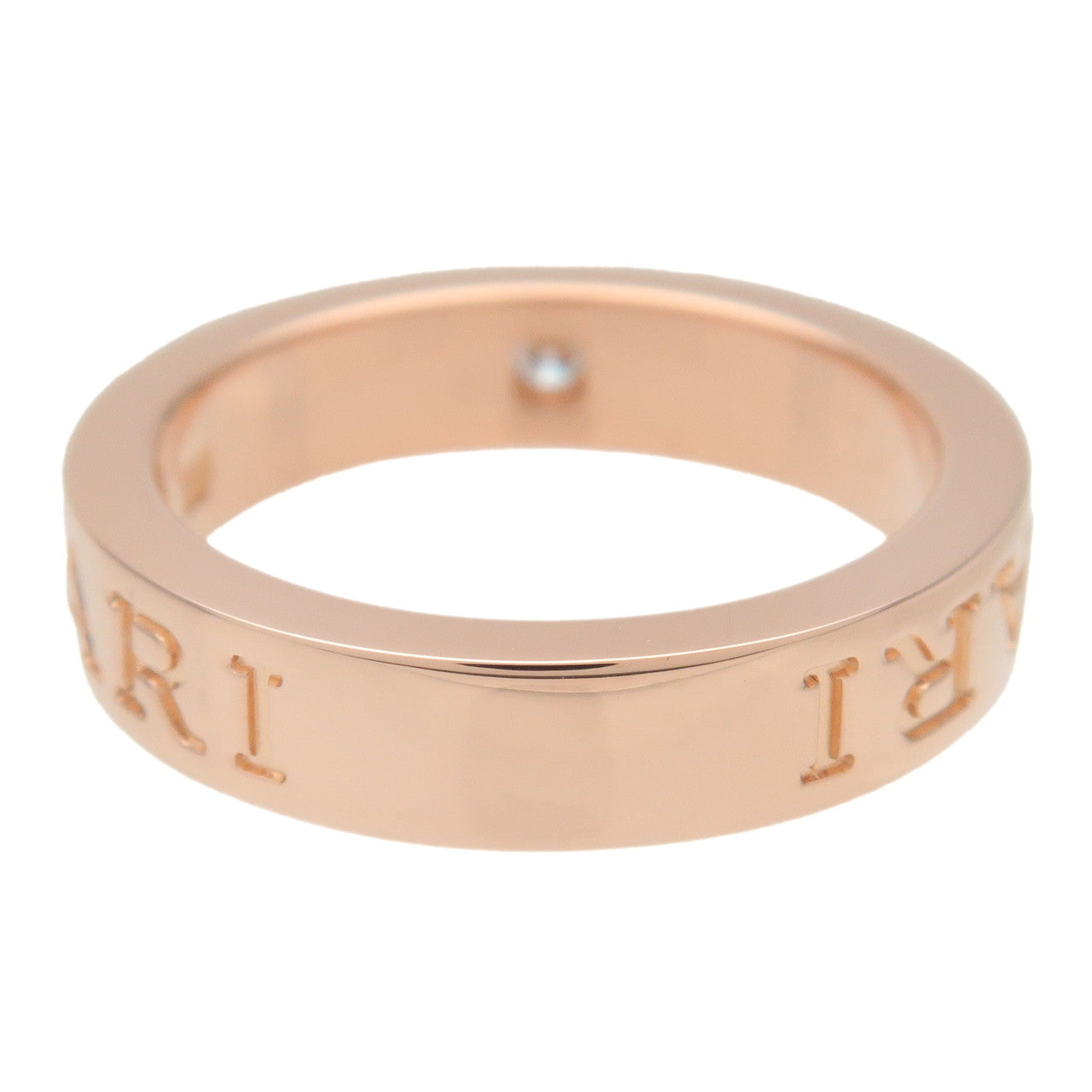 BVLGARI Double Logo 1P Diamond Ring K18 750PG Rose Gold US5 EU49 Used