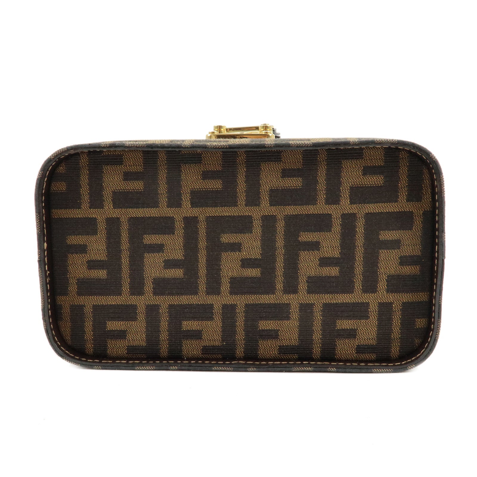 FENDI Zucca Canvas Leather 2Way Vanity Bag Brown Black 914931 Used