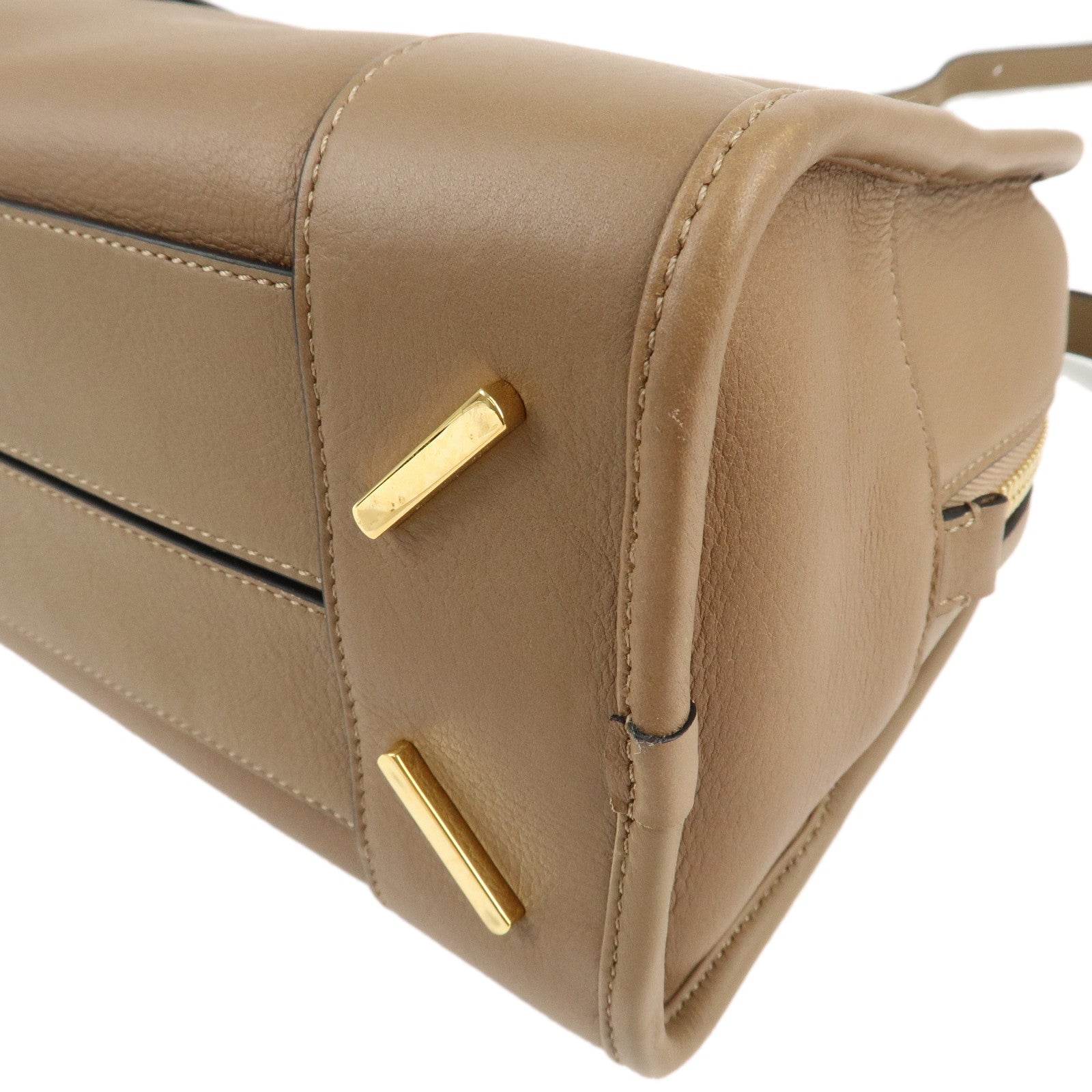 LOEWE Anagram Leather Amazona 28 Hand Bag Brown Used