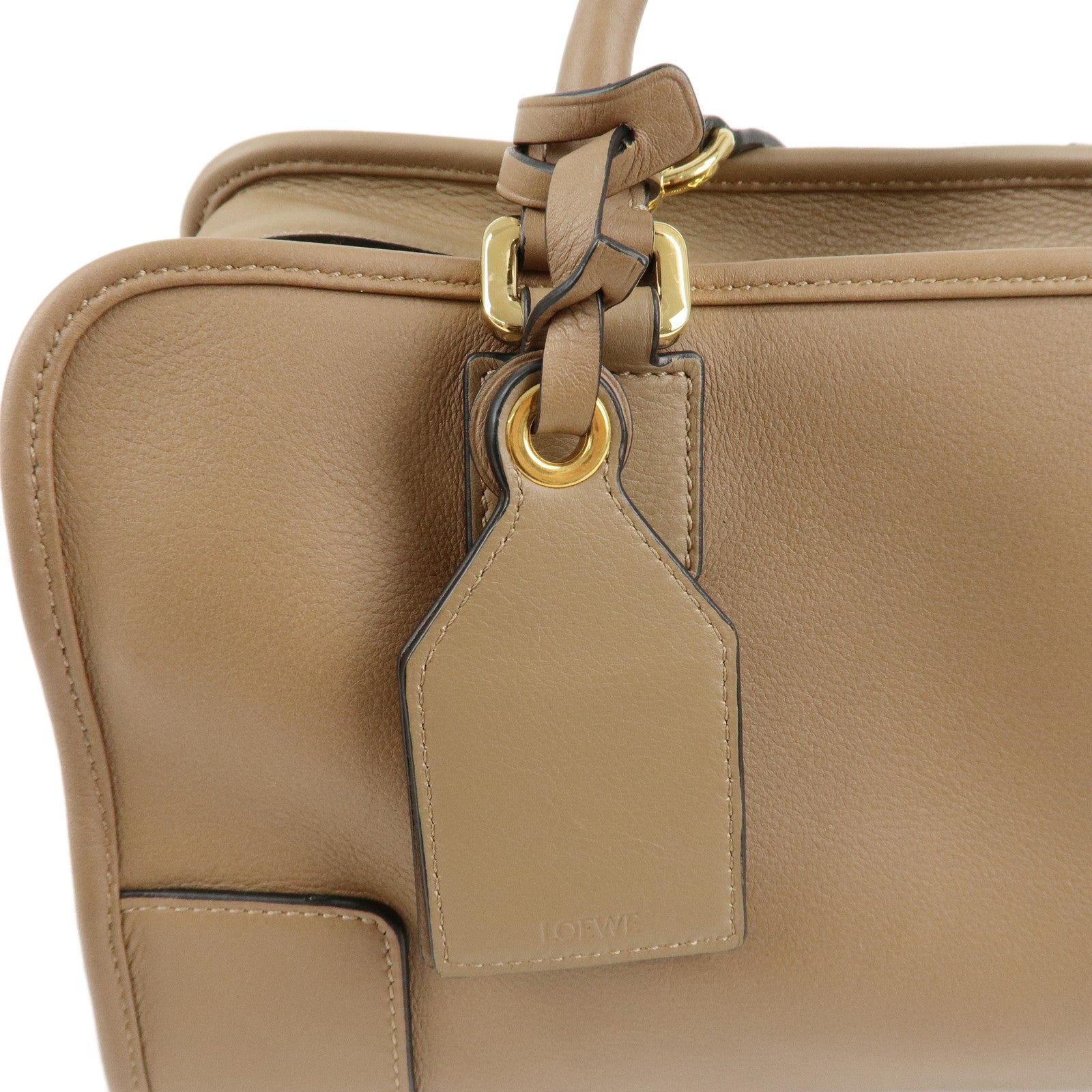 LOEWE Anagram Leather Amazona 28 Hand Bag Brown Used