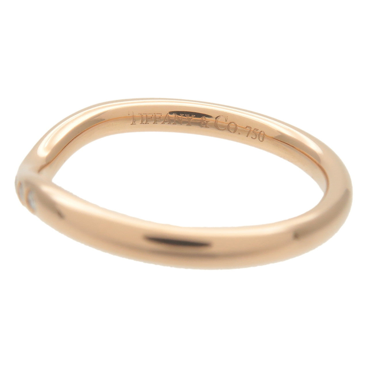 Tiffany&Co. Curved Band Ring 9P Diamond K18 750PG Rose Gold Used