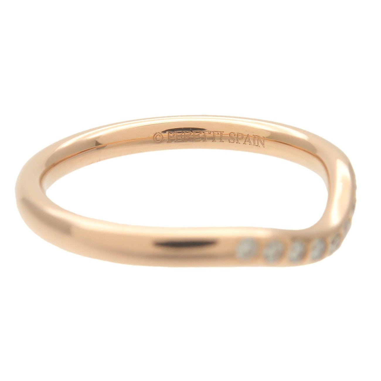 Tiffany&Co. Curved Band Ring 9P Diamond K18 750PG Rose Gold Used