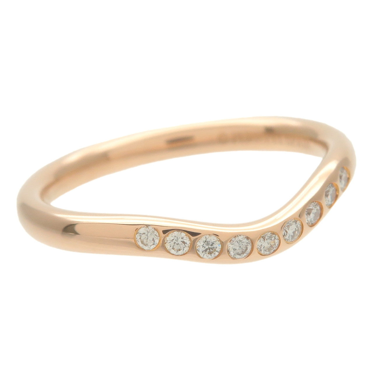 Tiffany&Co. Curved Band Ring 9P Diamond K18 750PG Rose Gold Used