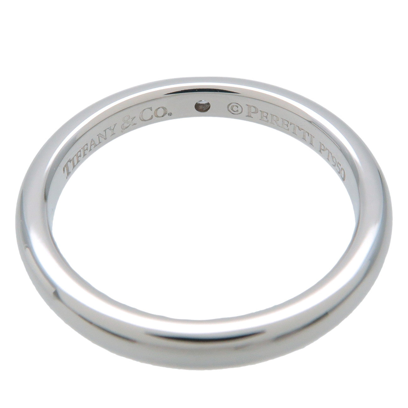 Tiffany&Co. Stacking Band Ring 1P Diamond PT950 Platinum US6 Used