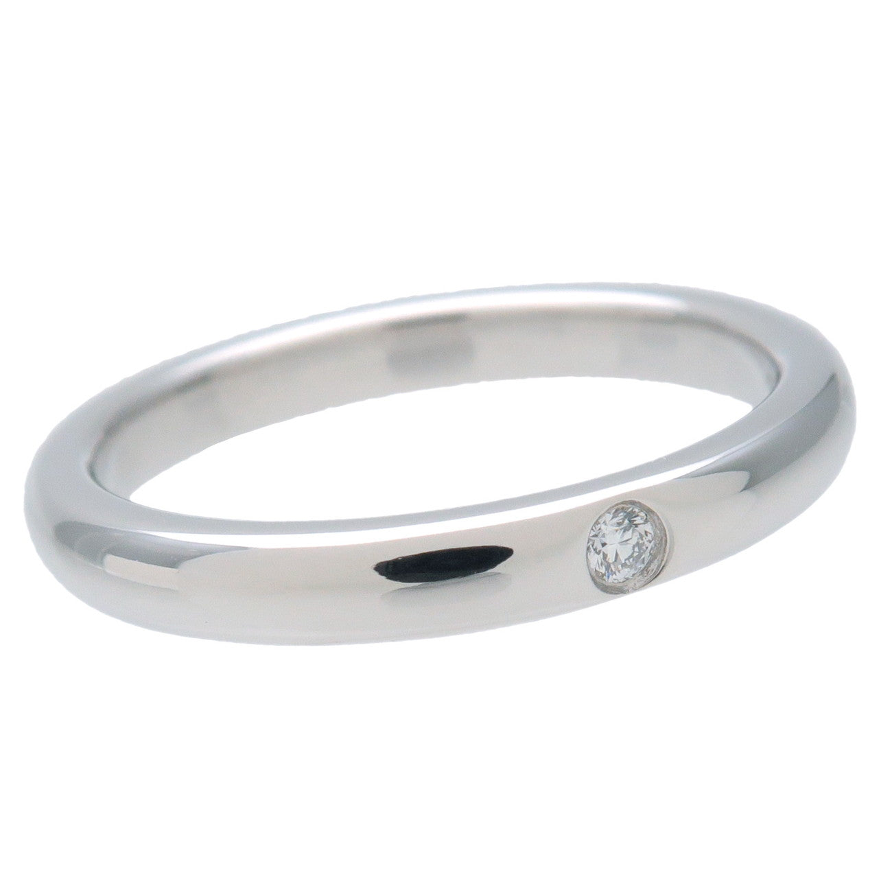 Tiffany&Co. Stacking Band Ring 1P Diamond PT950 Platinum US6 Used