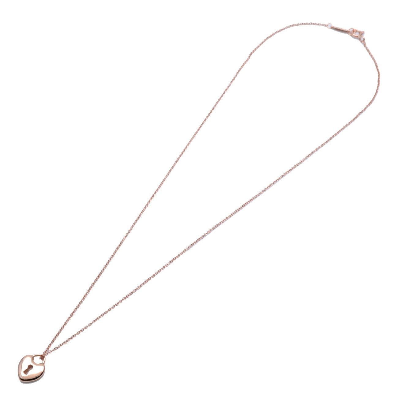 Tiffany&Co. Heart Lock Necklace K18PG 750PG Rose Gold Used