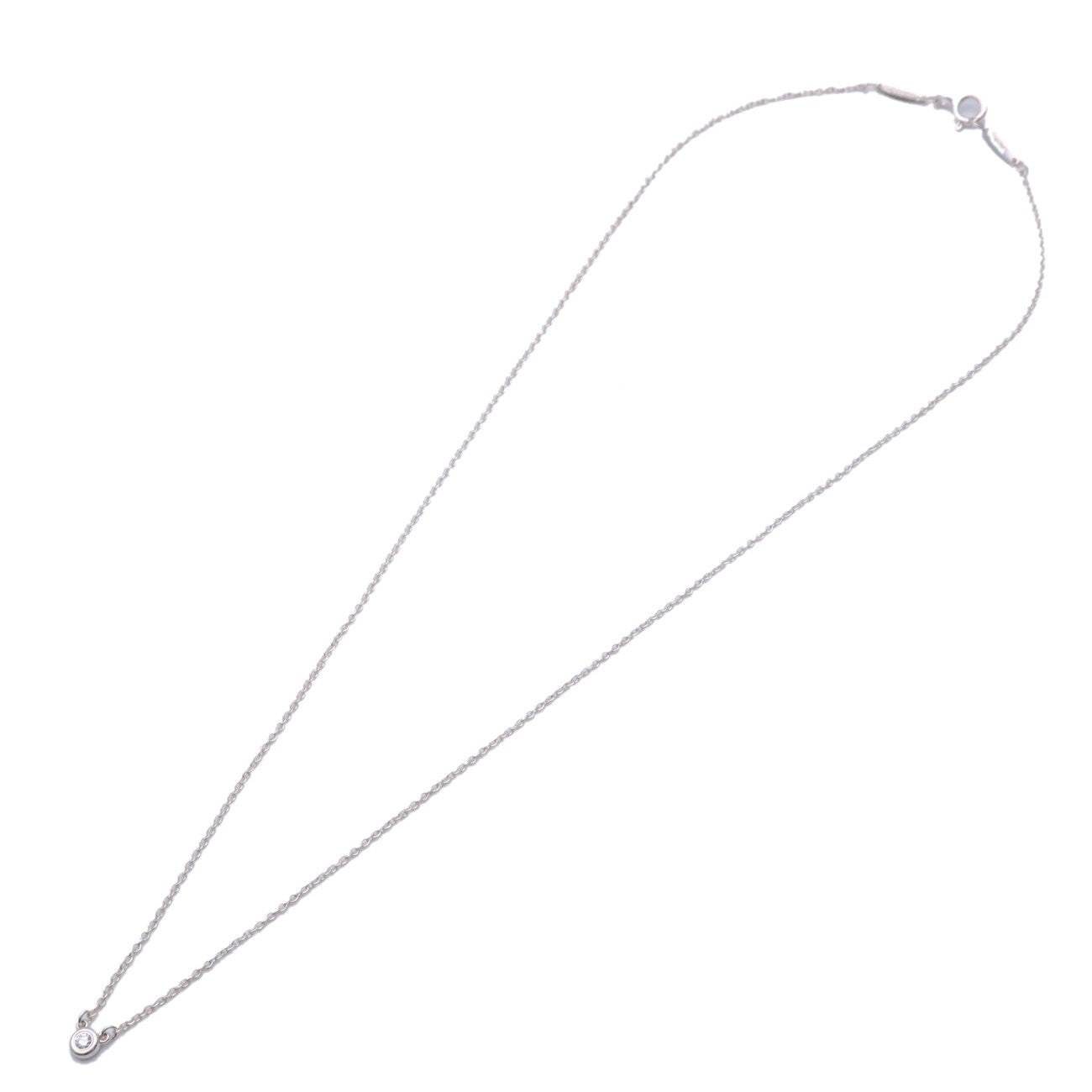 Tiffany&Co. By the Yard 1P Diamond Necklace 0.03ct Silver SV925 Ued F/S Used