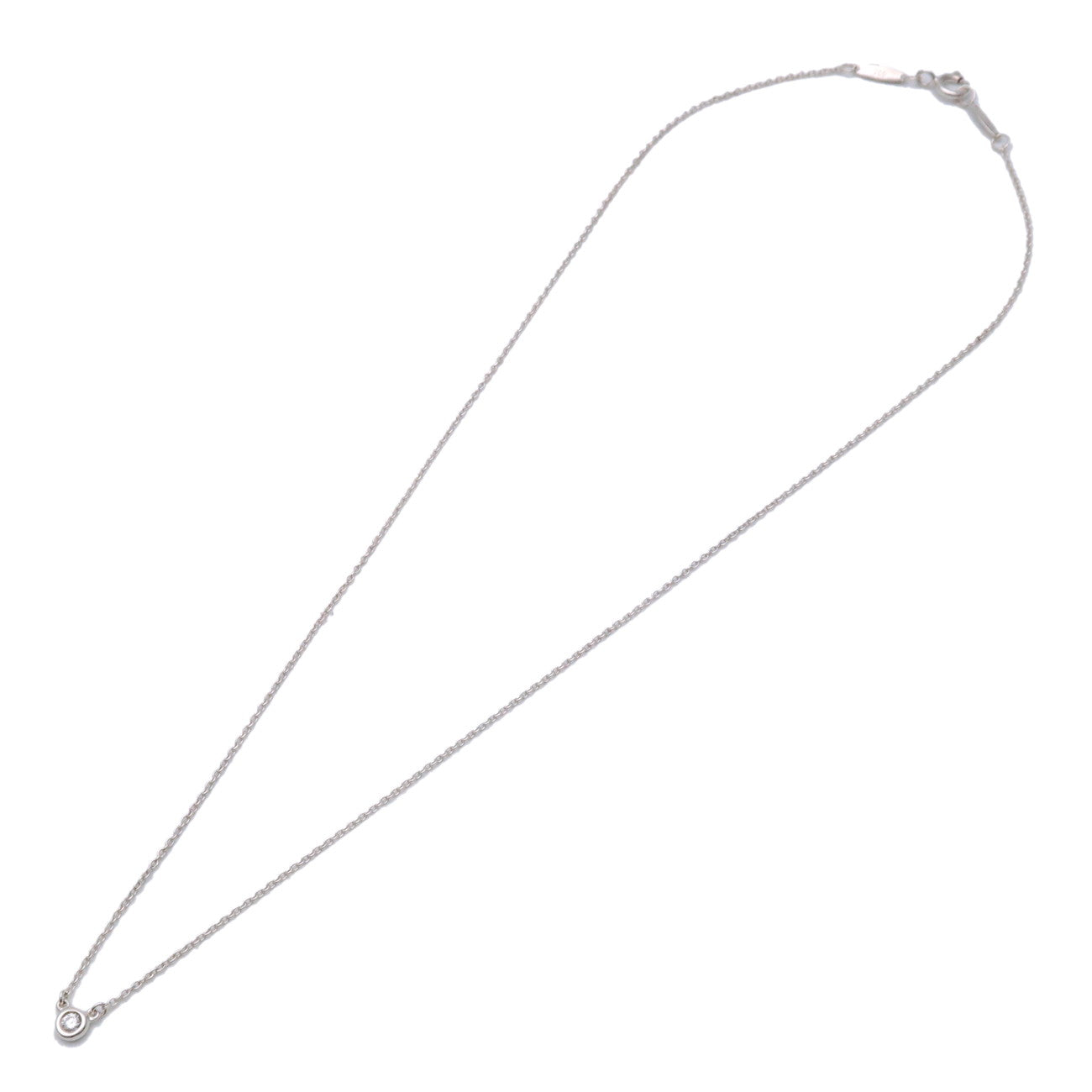 Tiffany&Co. By the Yard 1P Diamond Necklace 0.05ct Silver SV925 Ued F/S Used
